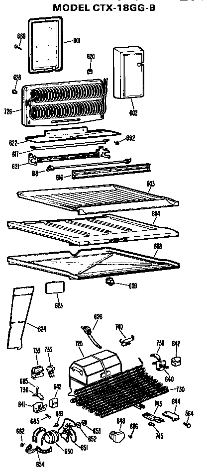 Unit Parts Diagram and Parts List for CTX18GGB  Hotpoint Refrigerator