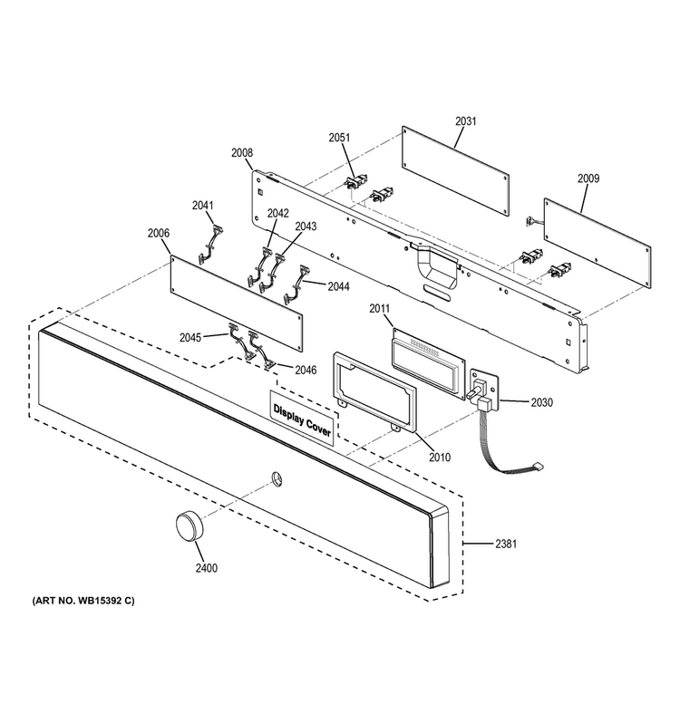 Control Parts Diagram and Parts List for JK3800DH1BB  General Electric Microwave Oven Combo