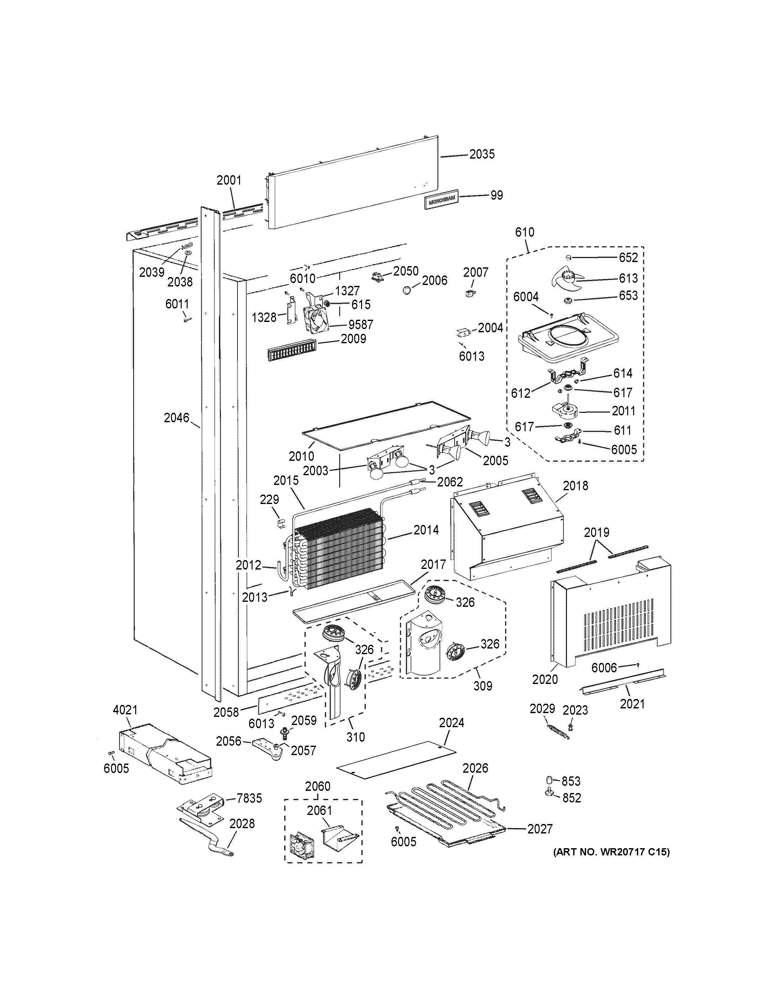 CABINET Diagram and Parts List for ZIRP360NHBRH  General Electric Refrigerator