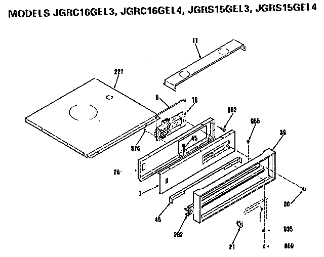 Control Panel Diagram and Parts List for JGRS15GEL3  General Electric Range