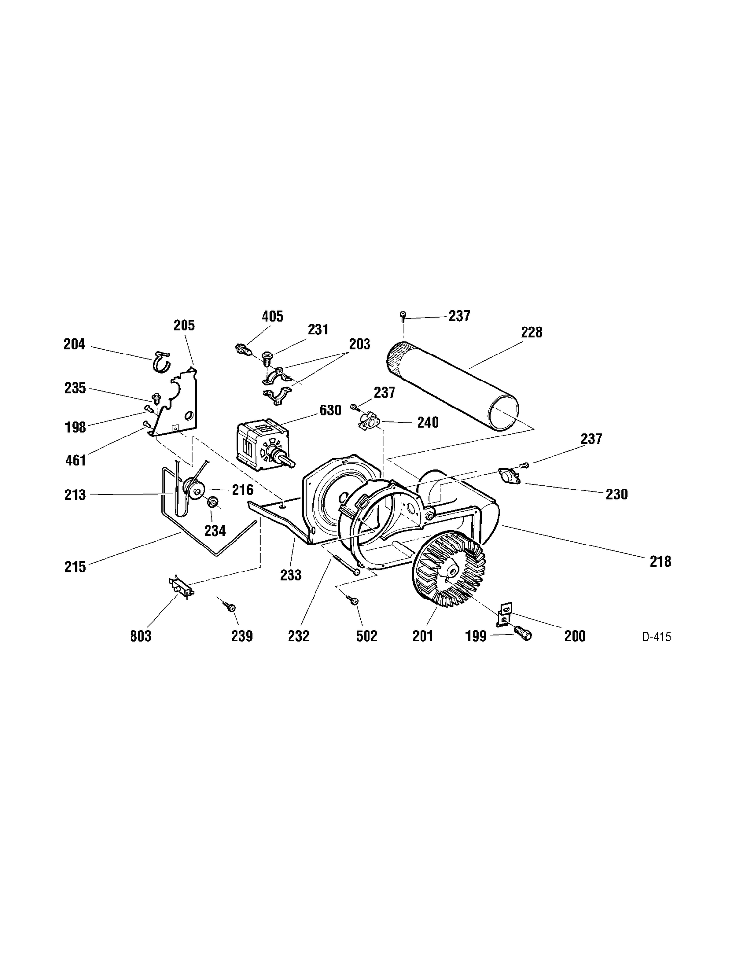 BLOWER & DRIVE Diagram and Parts List for PBVH512EF0GG  General Electric Dryer