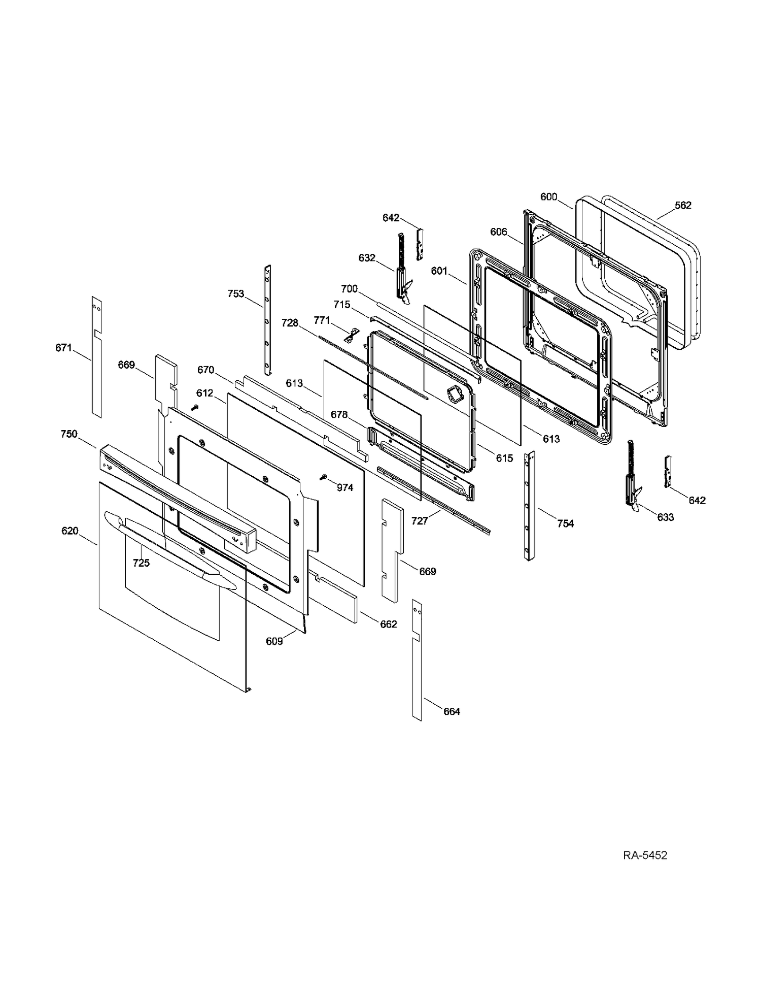 DOOR Diagram and Parts List for PCB969DR3WW  General Electric Range