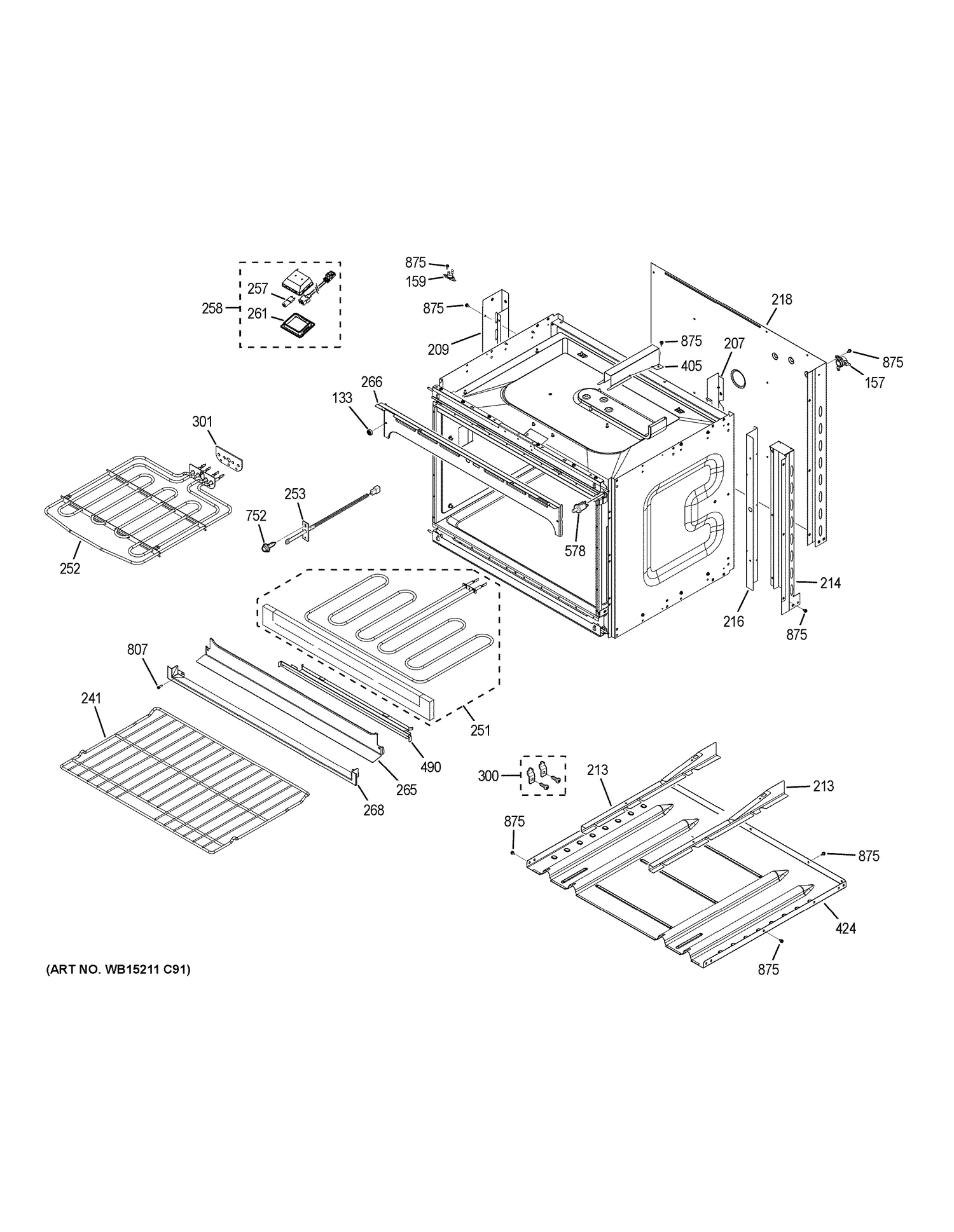 LOWER OVEN Diagram and Parts List for JT3500DF5WW  General Electric Wall Oven