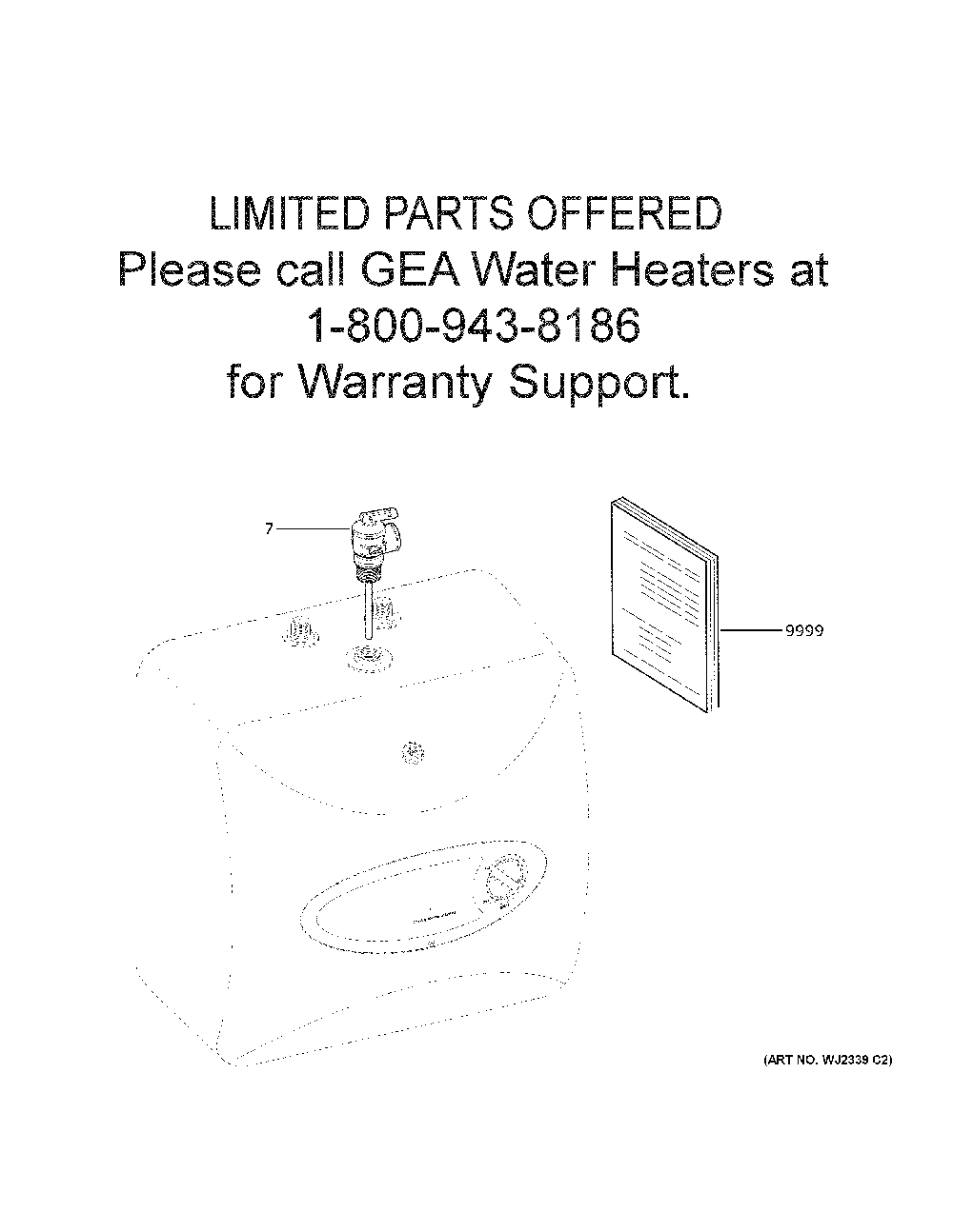 Water Heater Diagram and Parts List for GE02P08BAR01  General Electric Water Heater