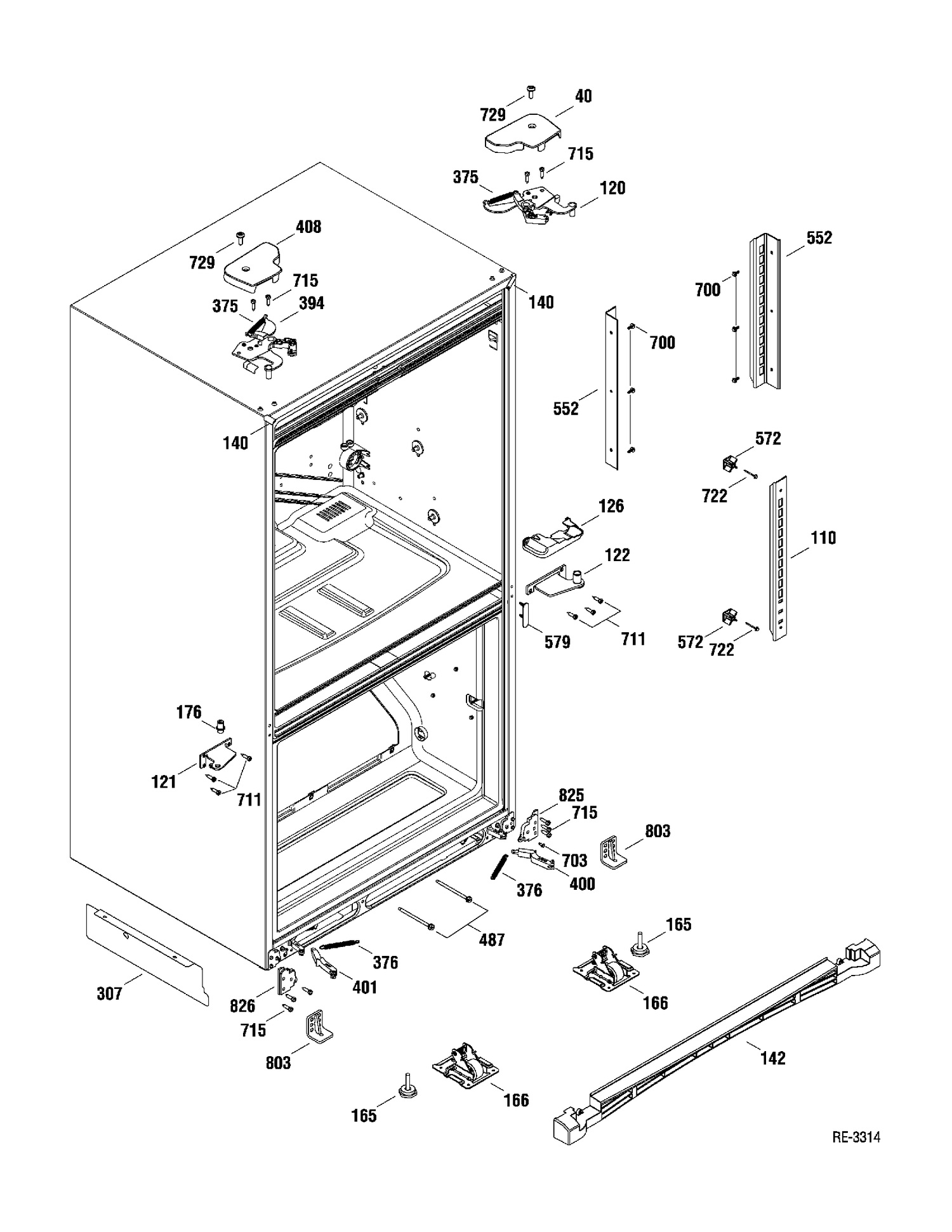 MISCELANEOUS PARTS Diagram and Parts List for PFRS5NBXASS  General Electric Refrigerator