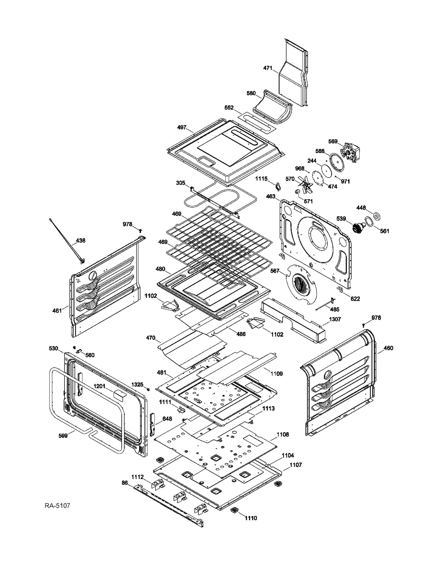LOWER CHASSIS Diagram and Parts List for CCGS990SET3SS  General Electric Range