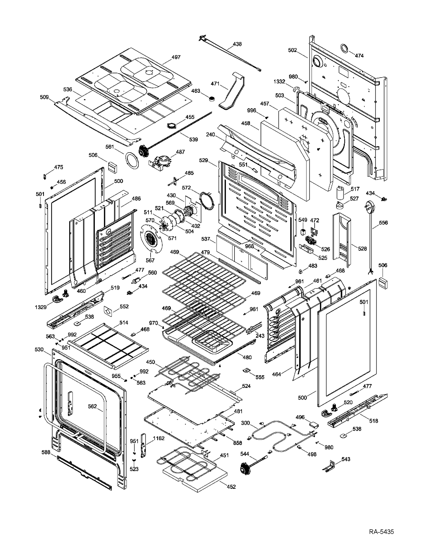 BODY PARTS Diagram and Parts List for PCB909SR4SS  General Electric Range