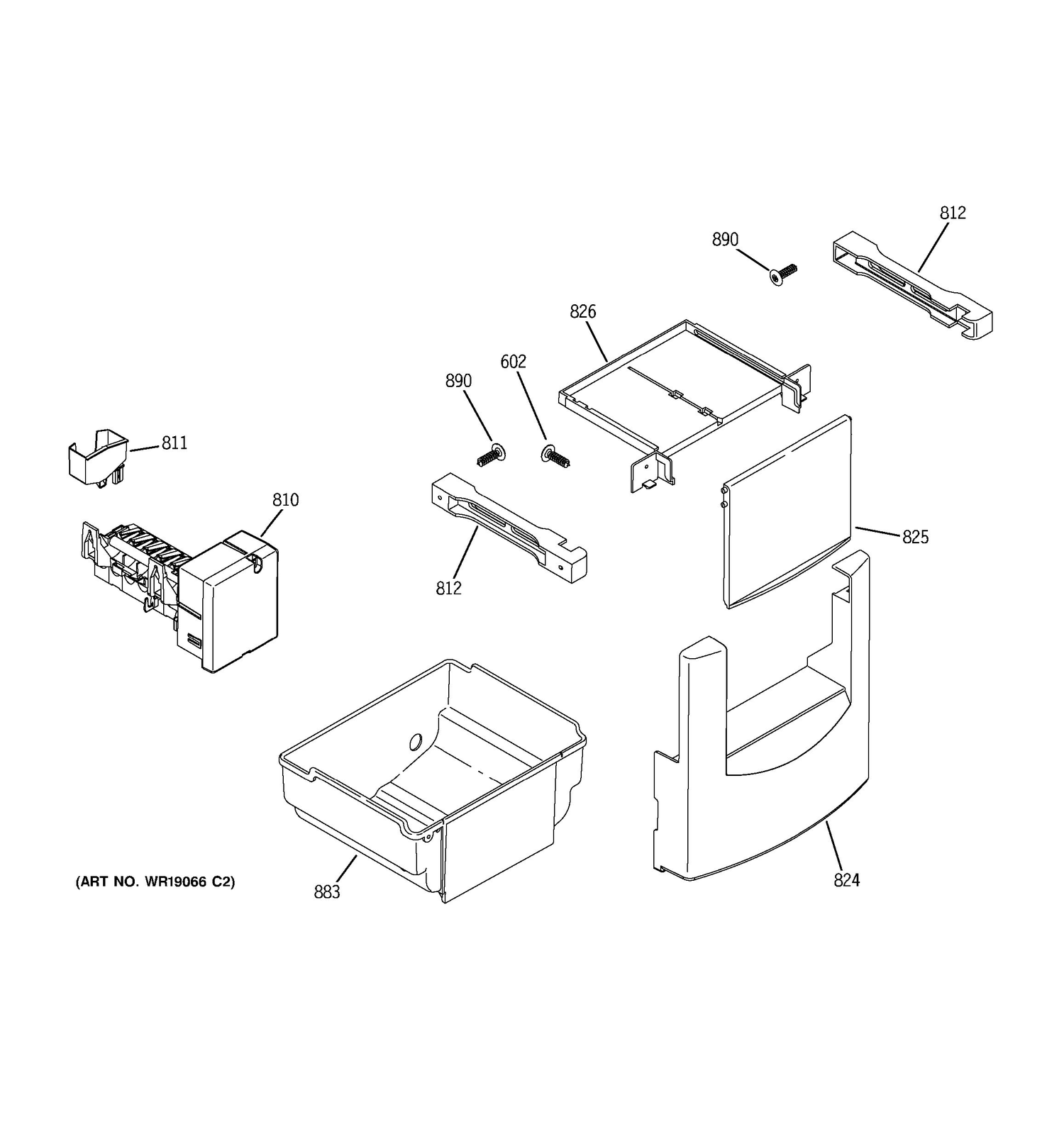 ICE MAKER & DISPENSER Diagram and Parts List for ZIS360NRK  General Electric Refrigerator