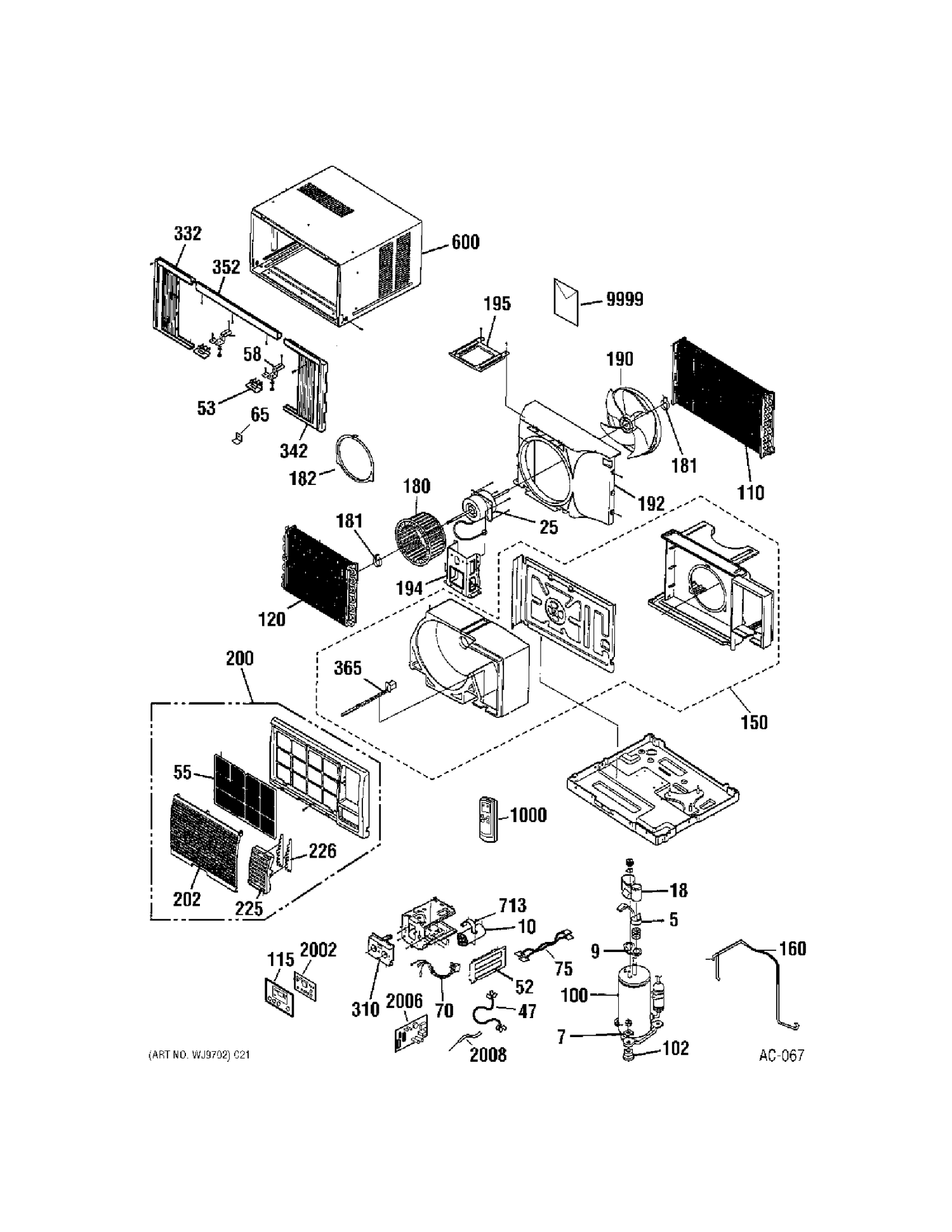 AIR CONDITIONER Diagram and Parts List for AGW08FDM1  General Electric Air Conditioner