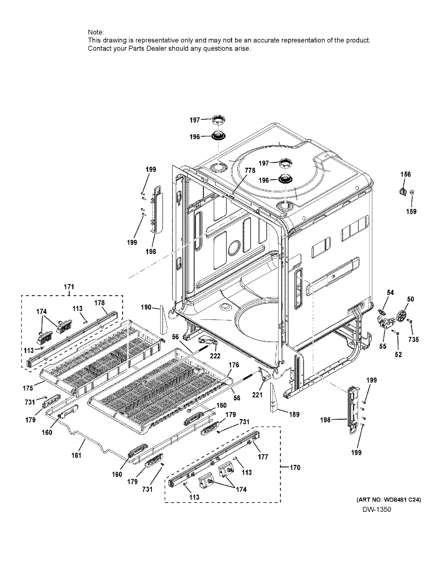 BODY PARTS 2 Diagram and Parts List for ZDT870SSF1SS  General Electric Dishwasher