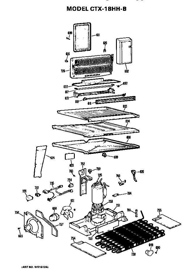 Unit Parts Diagram and Parts List for CTX18HHB  Hotpoint Refrigerator