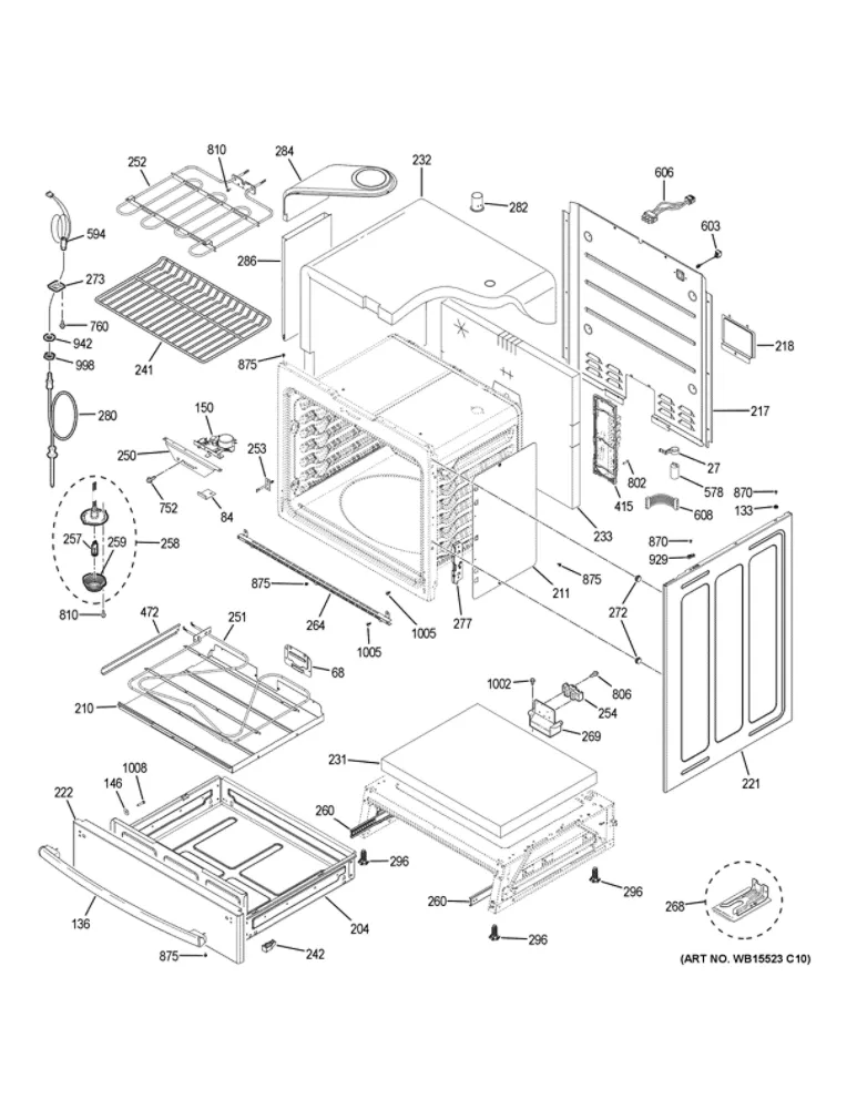 Body Parts Diagram and Parts List for PHS930SL3SS  General Electric Range