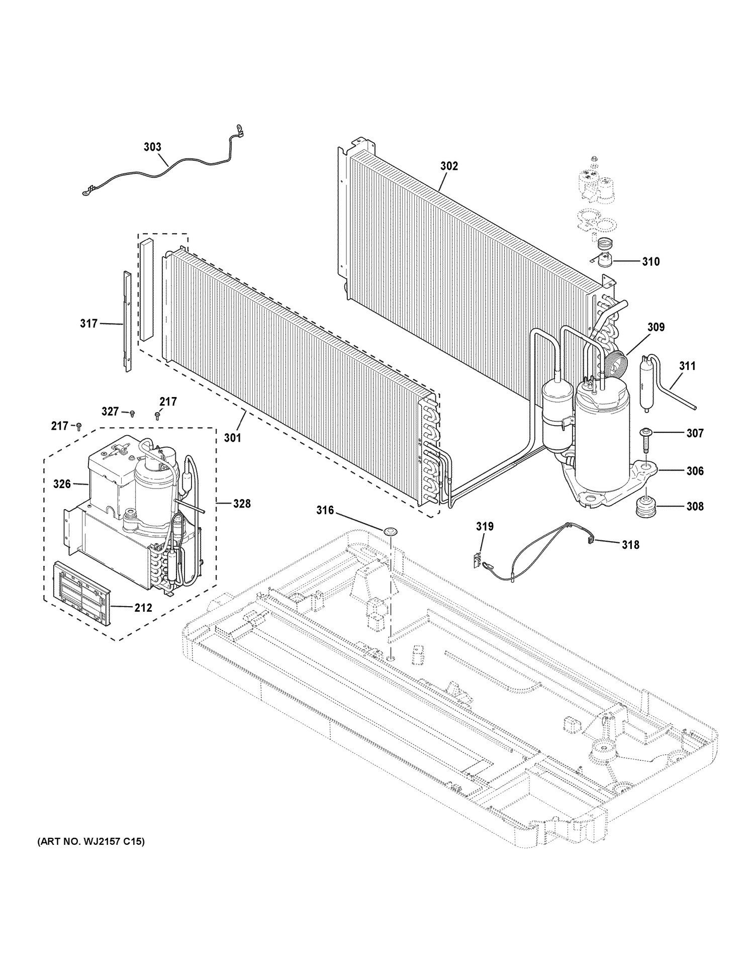 SEALED SYSTEM Diagram and Parts List for AZ45E09DBMW1  General Electric Air Conditioner