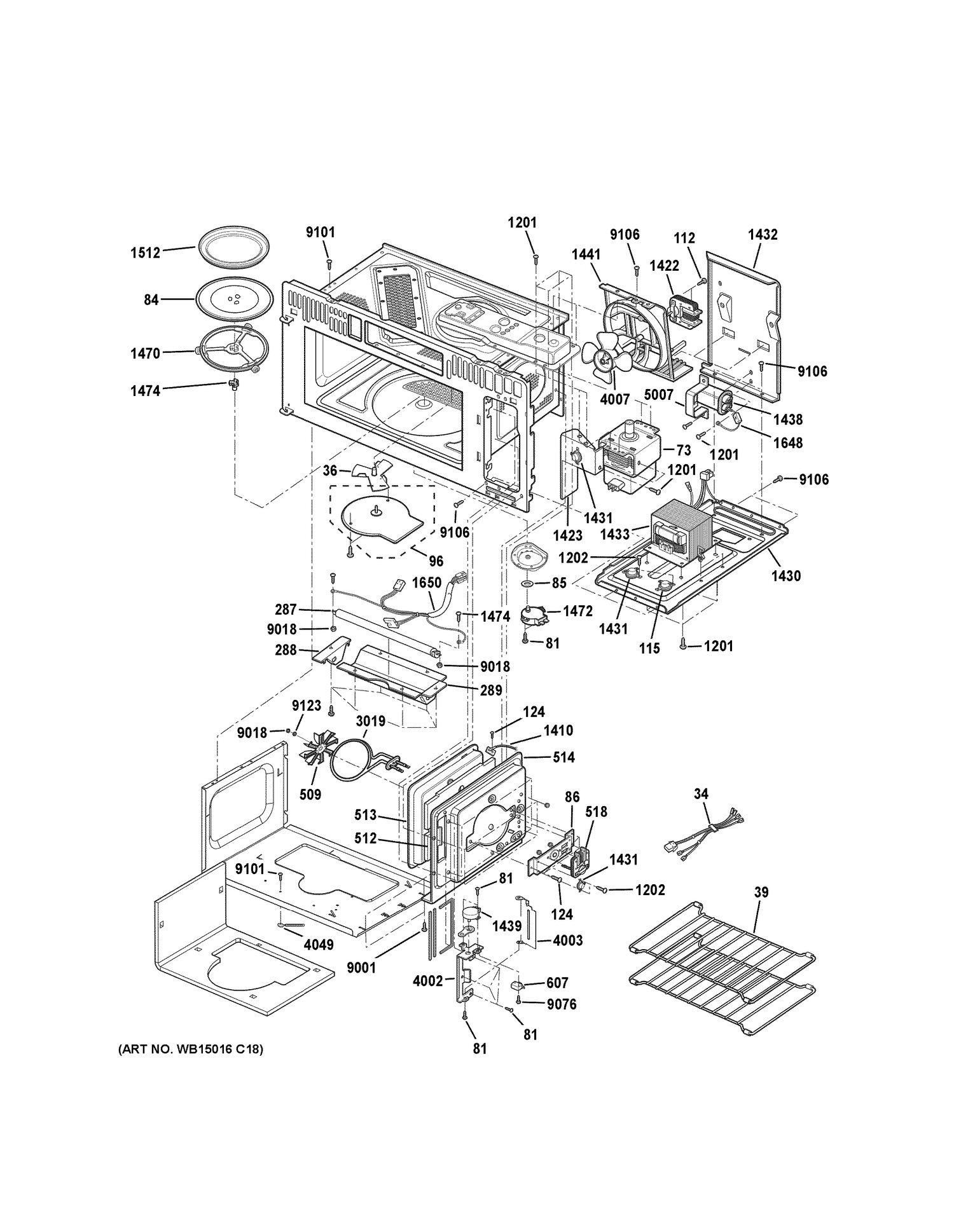 INTERIOR PARTS 1 Diagram and Parts List for PSA9120SF4SS  General Electric Range