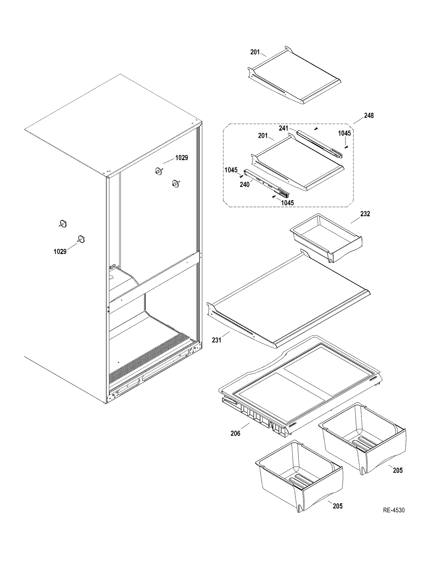 FF SHELVES Diagram and Parts List for GBRS0HBXCRSS  General Electric Refrigerator