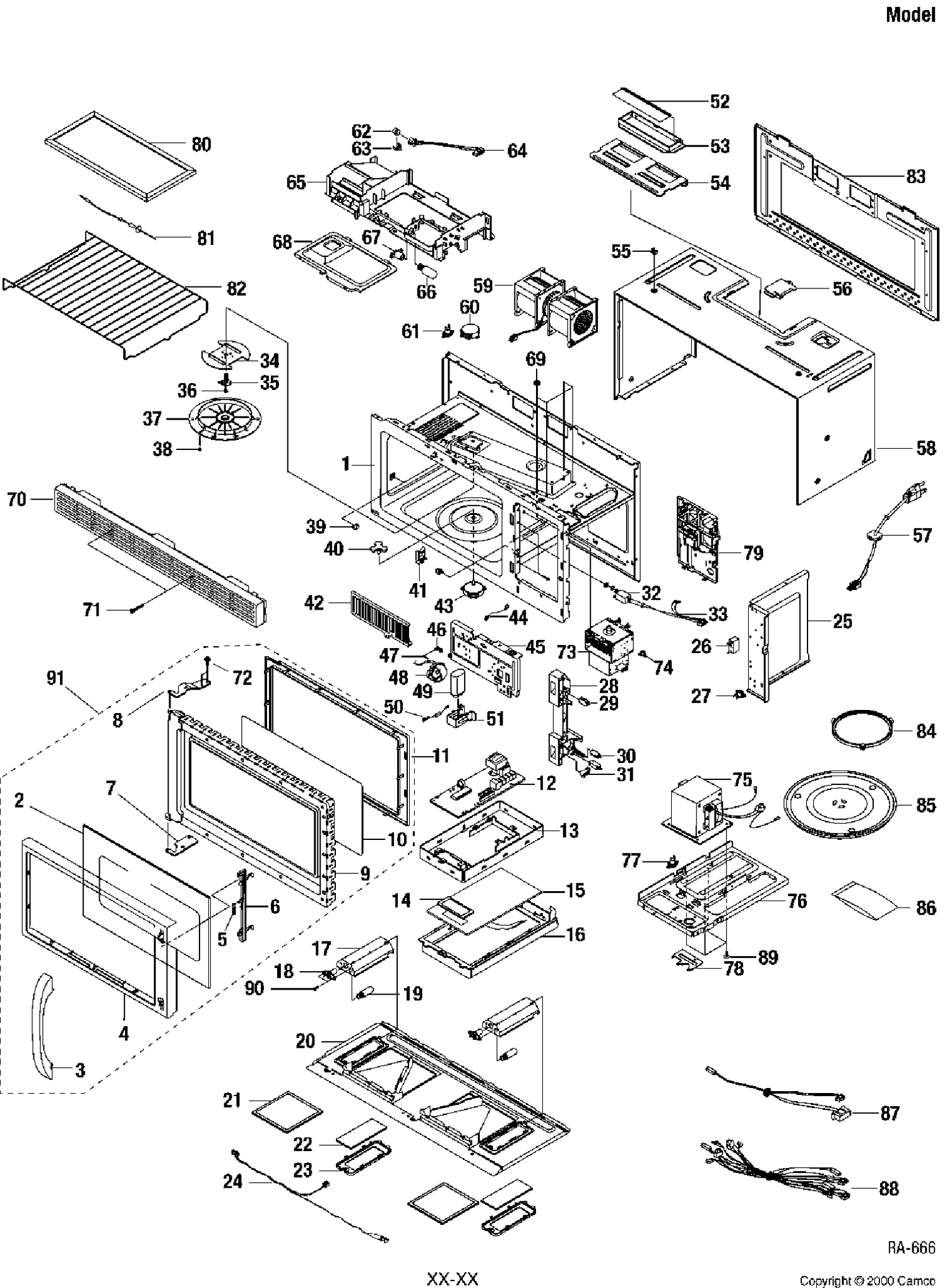 TOTAL ASSEMBLY Diagram and Parts List for JVM1429WAC03  General Electric Microwave