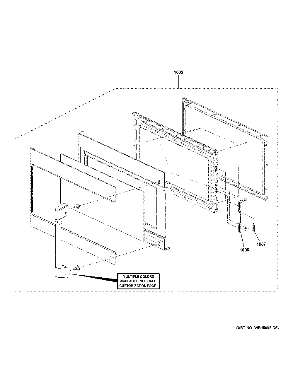 Door Parts Diagram and Parts List for CVM517P4R1W2  General Electric Microwave