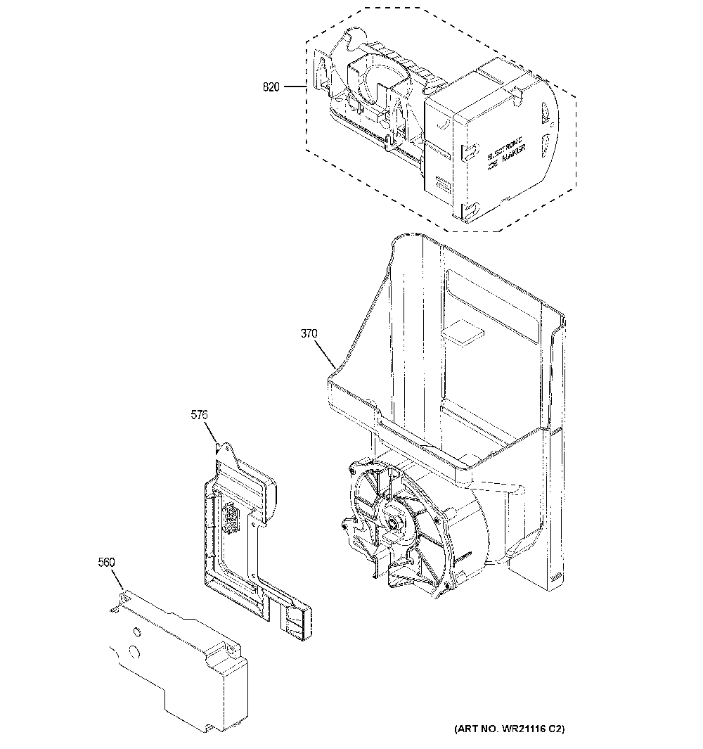 Ice maker & dispenser Diagram and Parts List for GFE24JMKNFES  General Electric Refrigerator