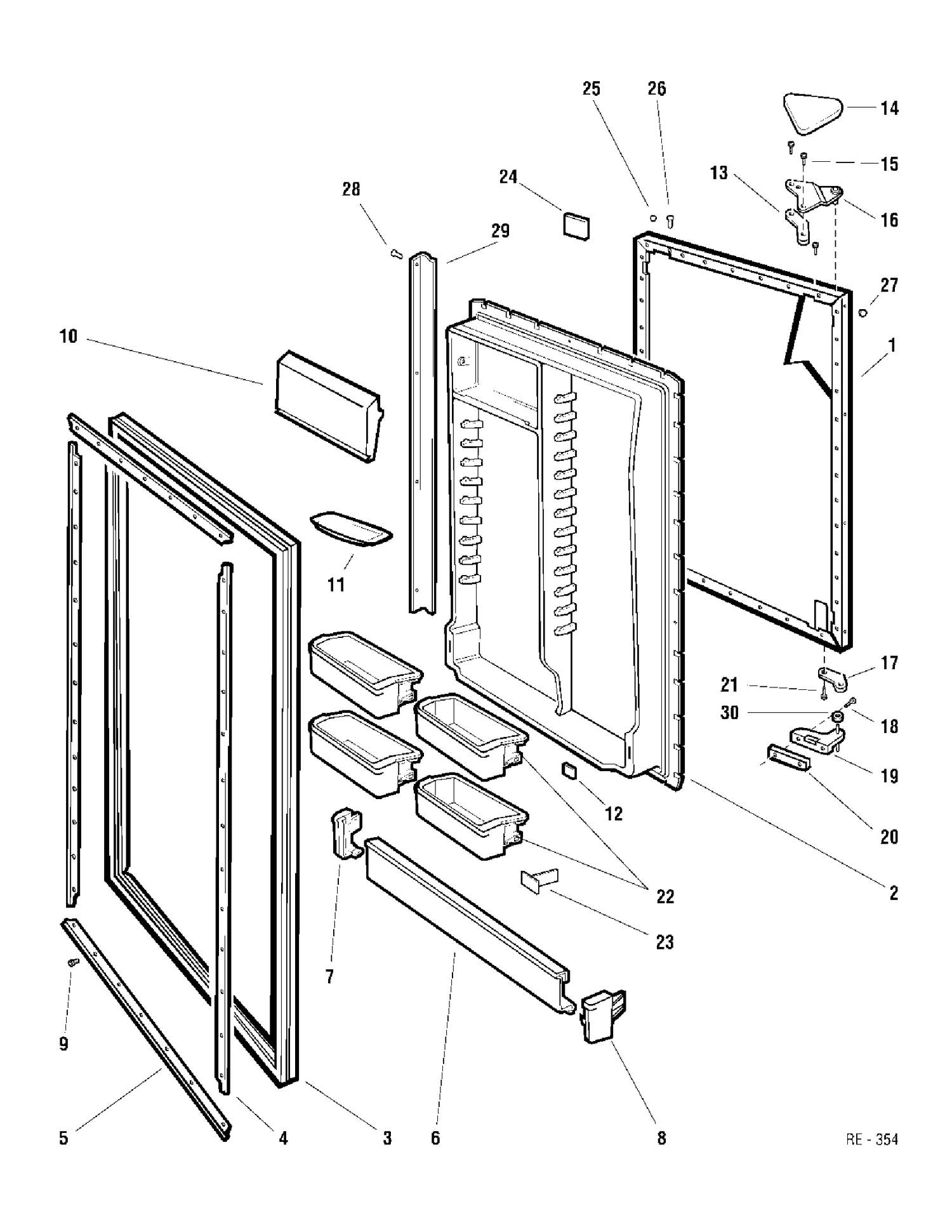 REFRIGERATOR DOOR Diagram and Parts List for TCX18PADBBB  General Electric Refrigerator