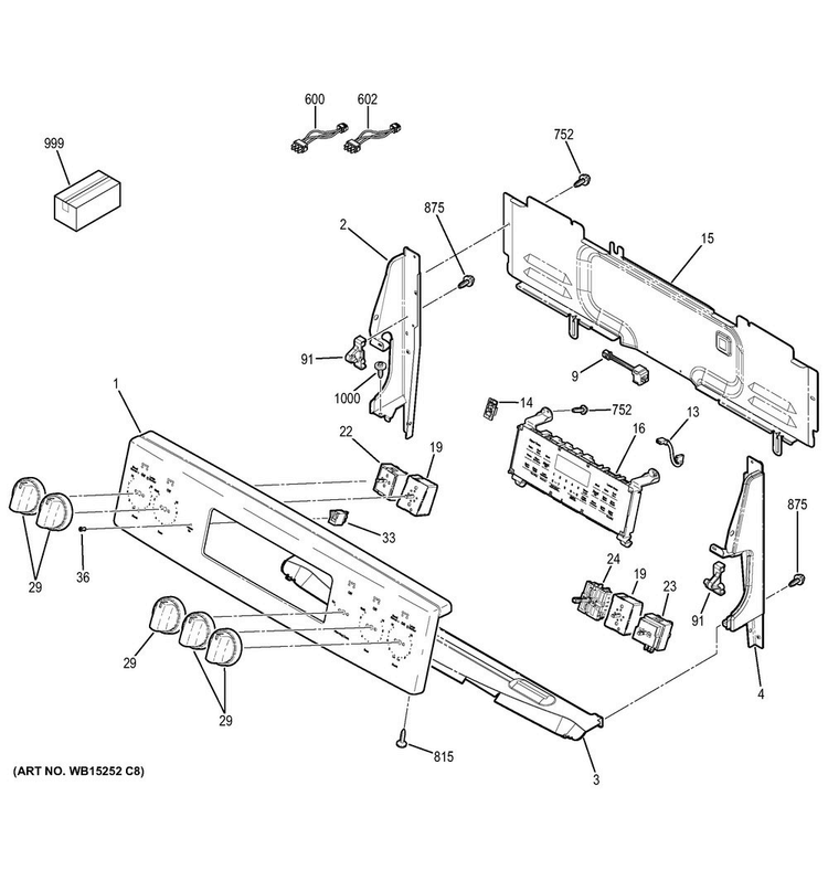 Control Panel Diagram and Parts List for PB930SJ1SS  General Electric Range