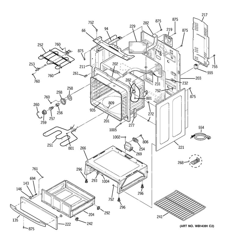 Body Parts Diagram and Parts List for PCB800DP1BB  General Electric Range