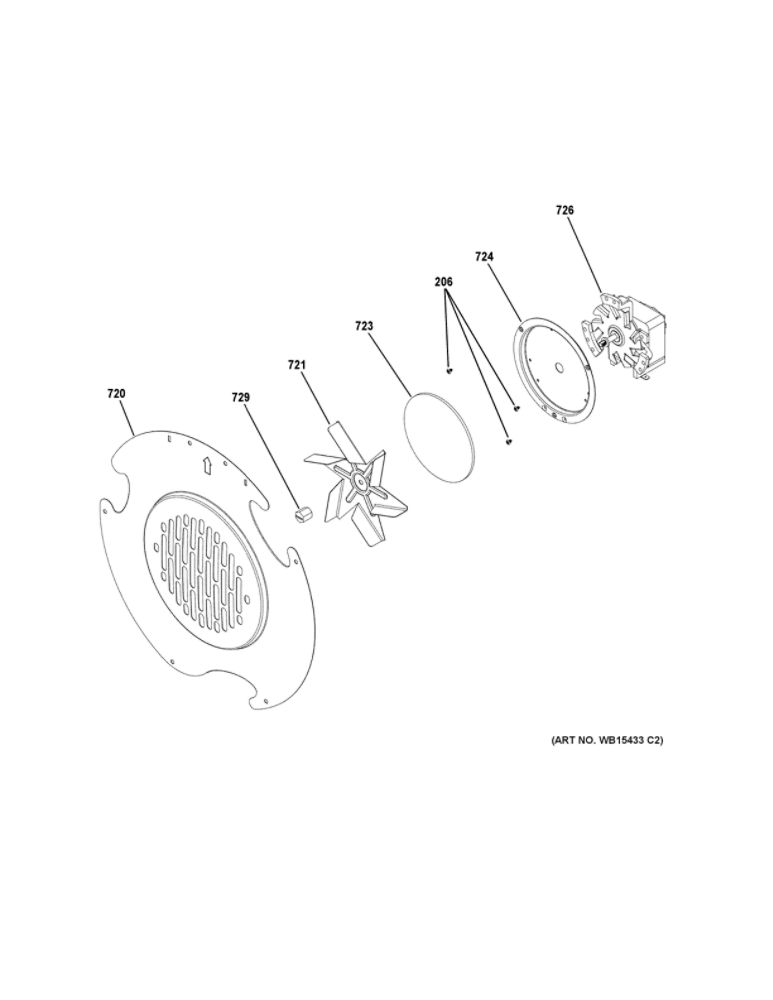 Convection Fan Diagram and Parts List for JGB860DEJ6WW  General Electric Range