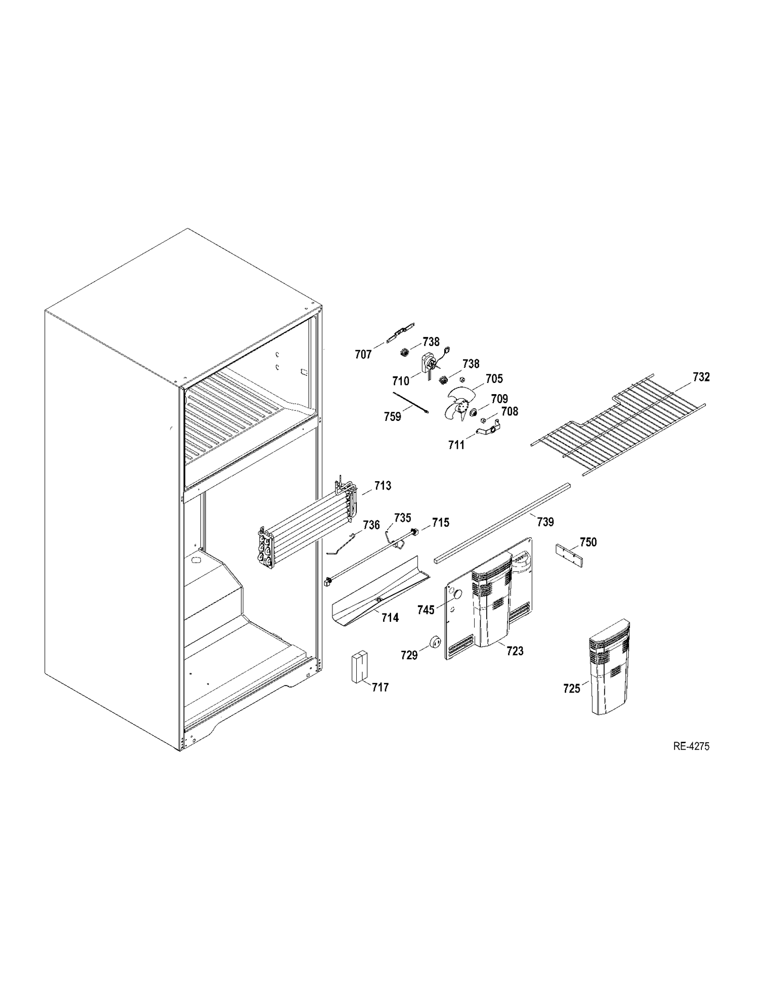 FZ SECTION Diagram and Parts List for GTRC0HBZARWW  General Electric Refrigerator