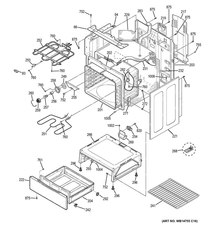 Body Parts Diagram and Parts List for JBS60DF3BB  General Electric Range