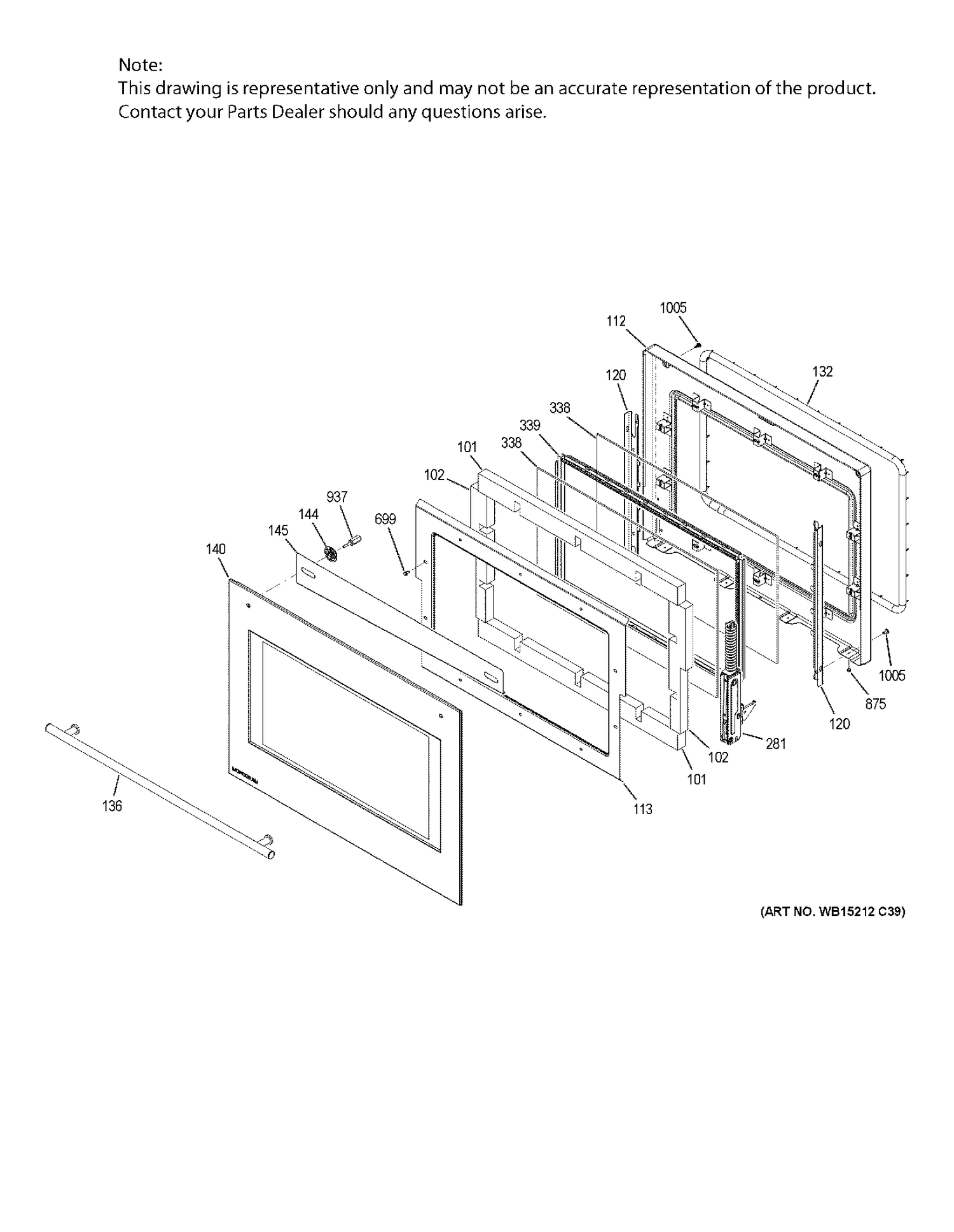 DOOR Diagram and Parts List for ZET9050SH2SS  General Electric Range