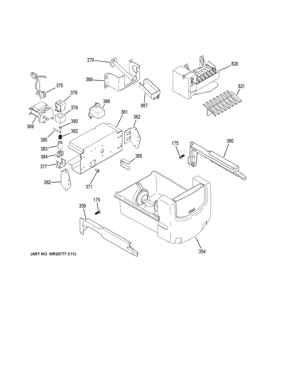 Ice Maker & Dispenser Diagram and Parts List for GSS23HGHKCWW  General Electric Refrigerator