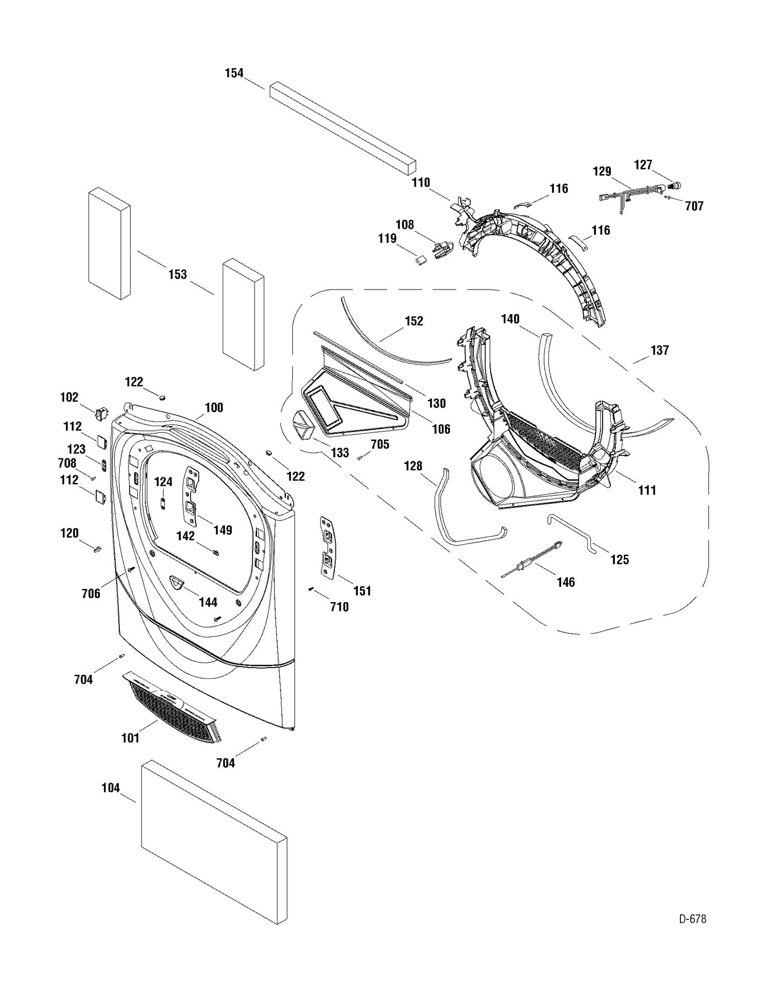 FRONT PANEL Diagram and Parts List for UPVH890GJ0MV  General Electric Dryer