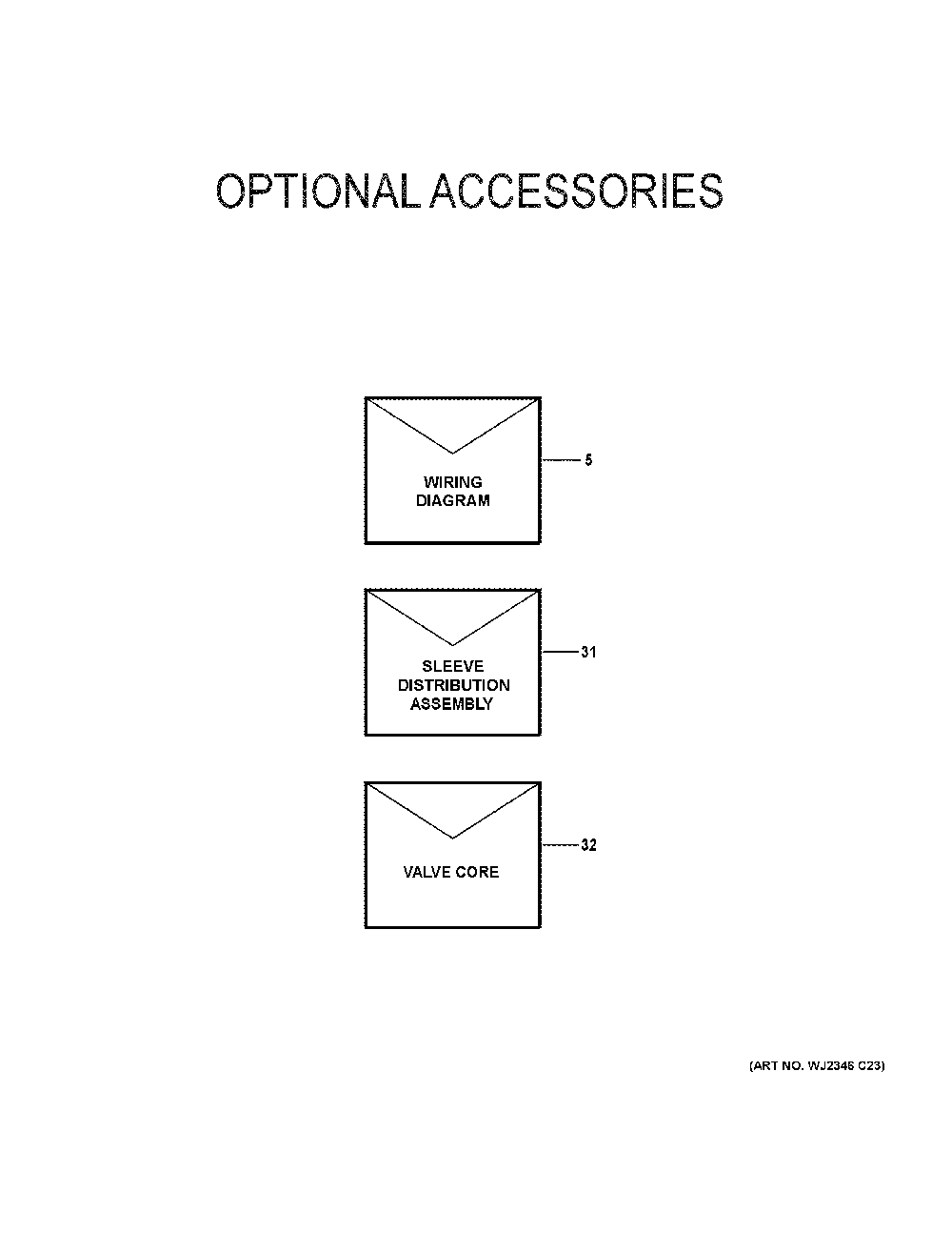 Optional Accessories Diagram and Parts List for NS17H30SA400  General Electric Air Conditioner