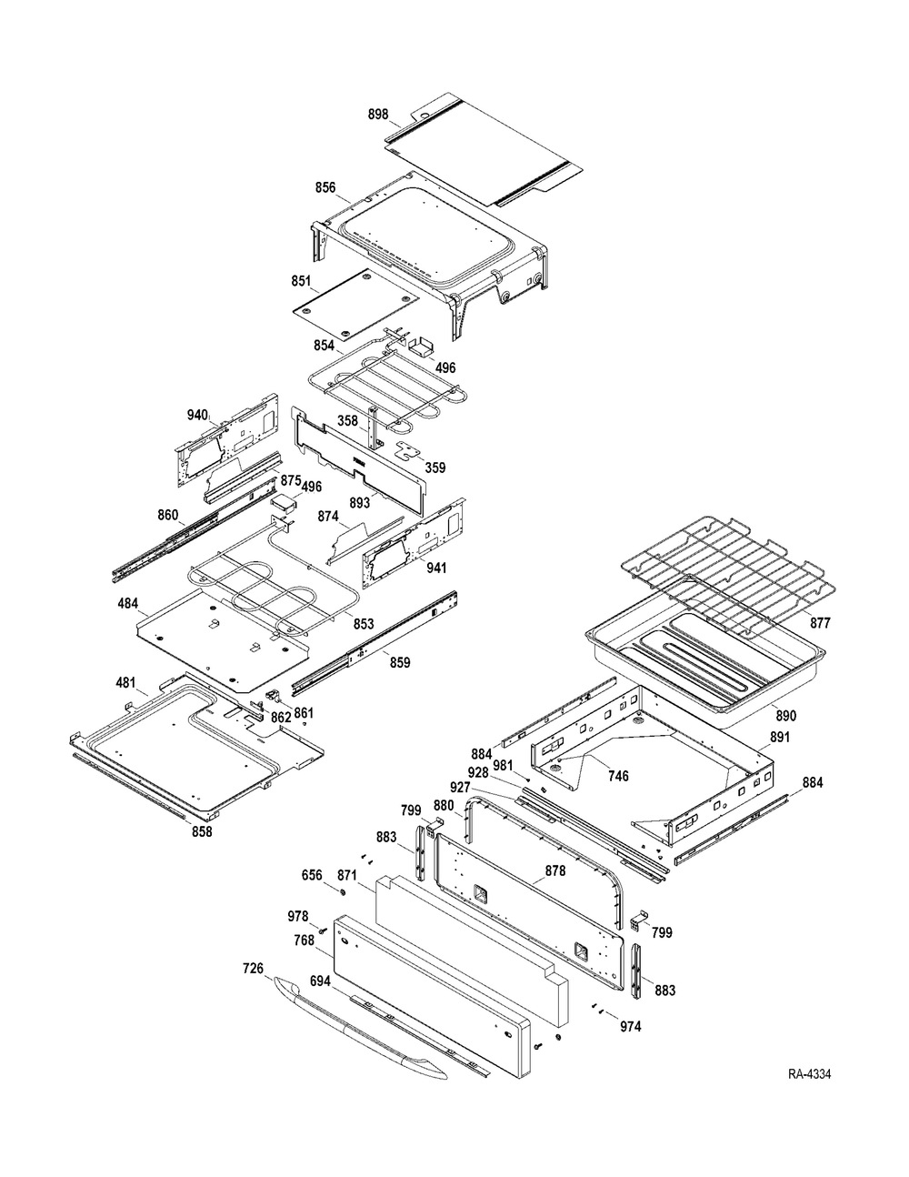 Drawer Parts Diagram and Parts List for ZFGB21HZSS  General Electric Range