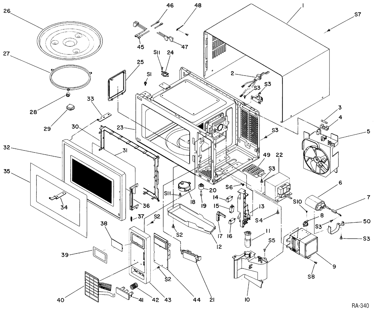 BODY PARTS Diagram and Parts List for GTC0622WJ02  General Electric Microwave