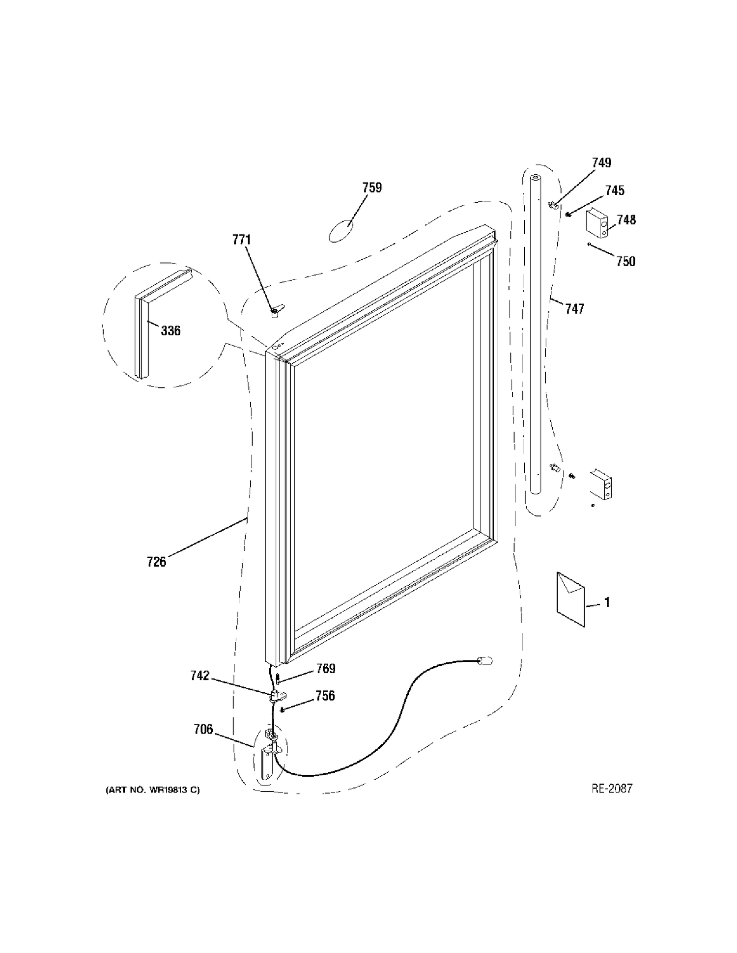 DOORS Diagram and Parts List for ZDWT240PBBS  General Electric Refrigerator