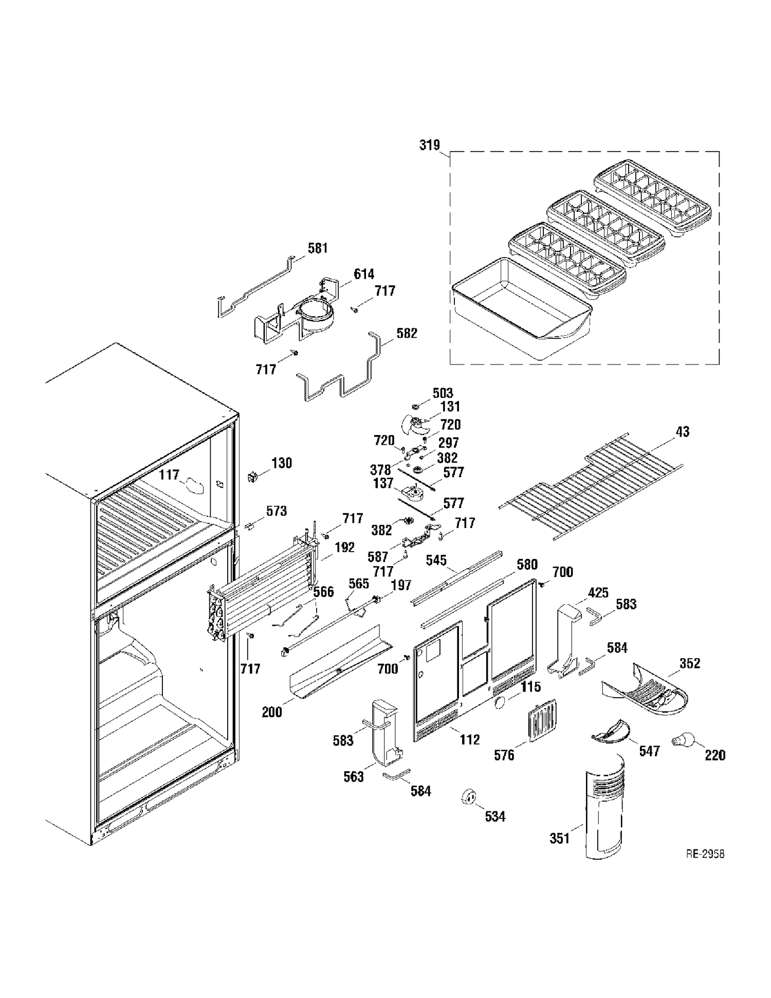 FZ SECTION Diagram and Parts List for GTR22KSWARSS  General Electric Refrigerator