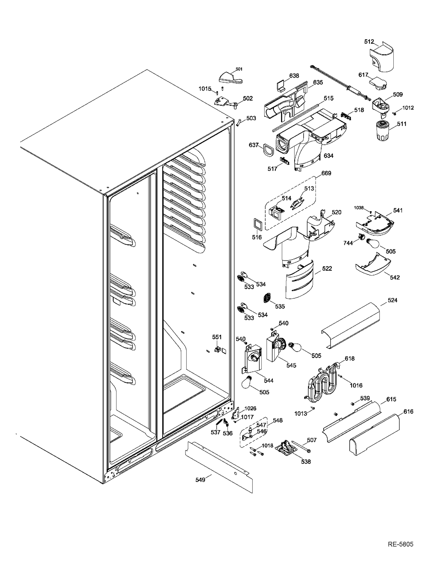 FF FUNCTIONAL PARTS Diagram and Parts List for GSR23KSTESS  General Electric Refrigerator