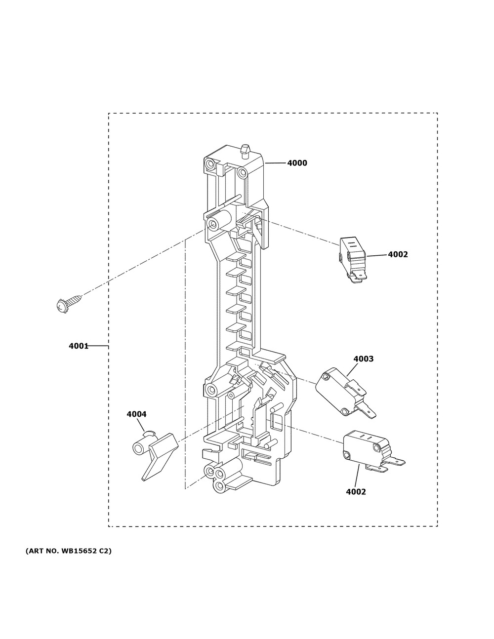Latch Board Parts Diagram and Parts List for JVM6175BL7TS  General Electric Microwave