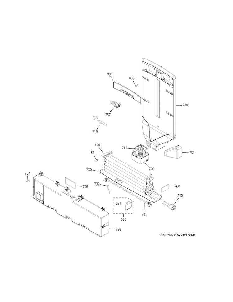 Fresh Food Section Diagram and Parts List for DFE28JSKCSS  General Electric Refrigerator