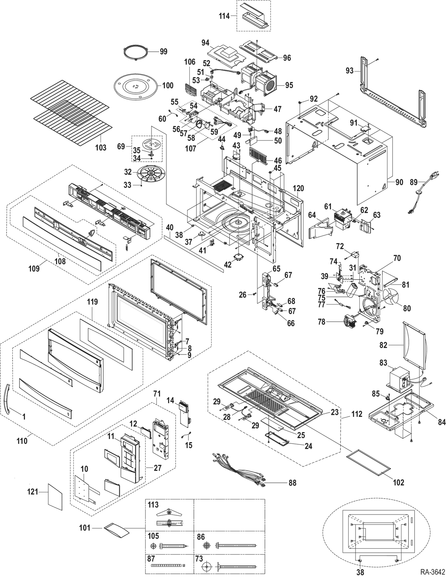 MICROWAVE Diagram and Parts List for PVM1870SRC01  General Electric Microwave