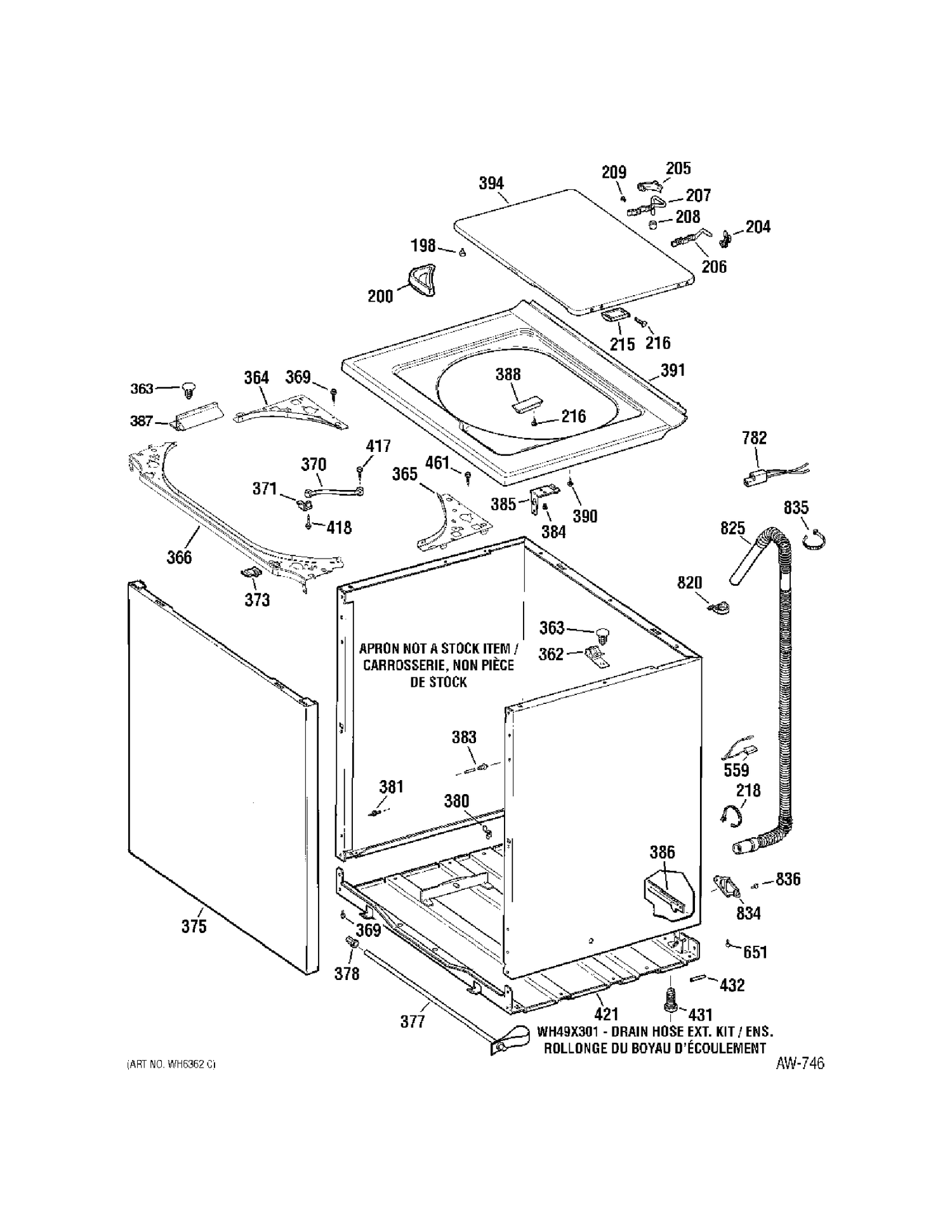 CABINET Diagram and Parts List for GBSR3140H2WW  General Electric Washer