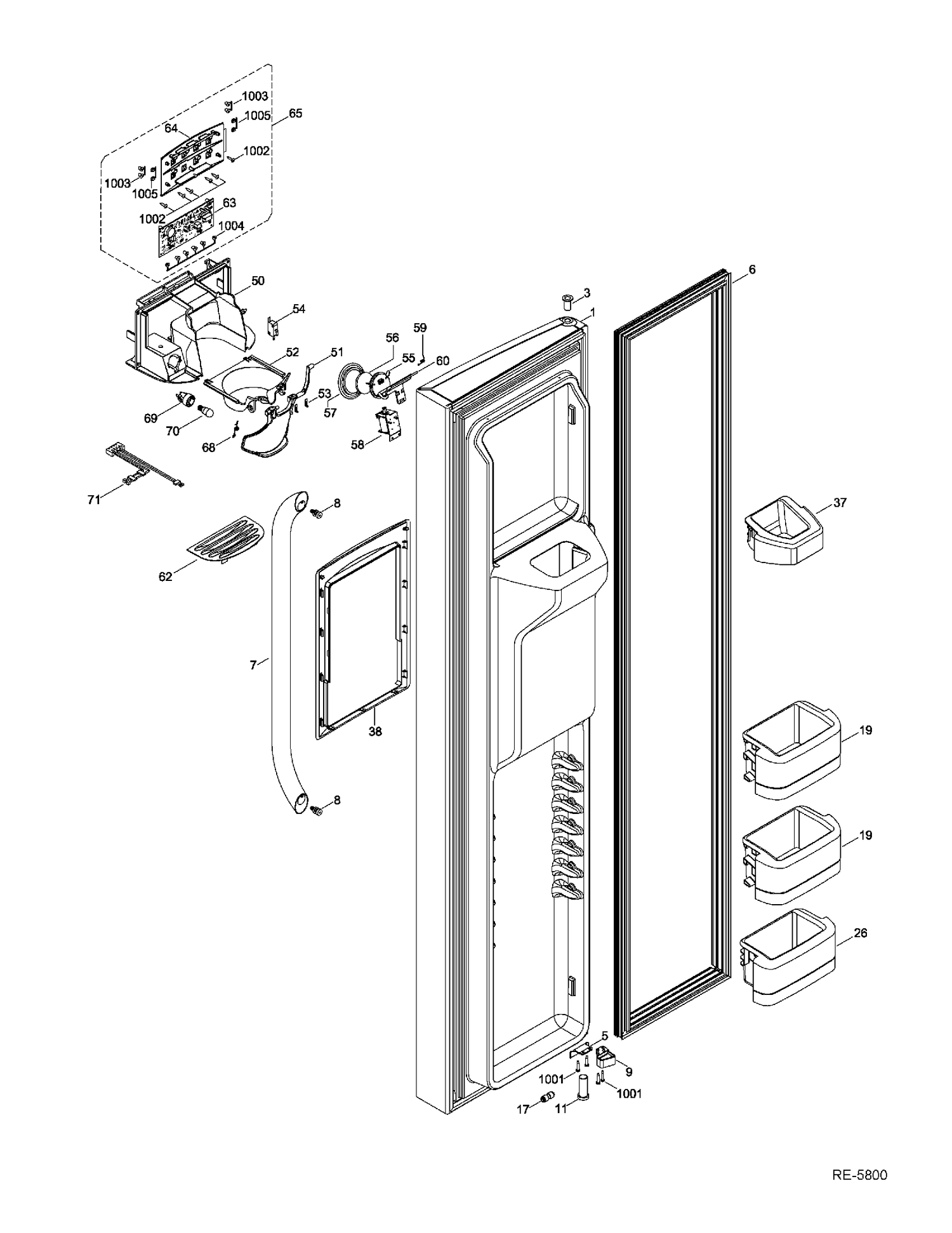 FZ DOOR Diagram and Parts List for GSR23KSTESS  General Electric Refrigerator