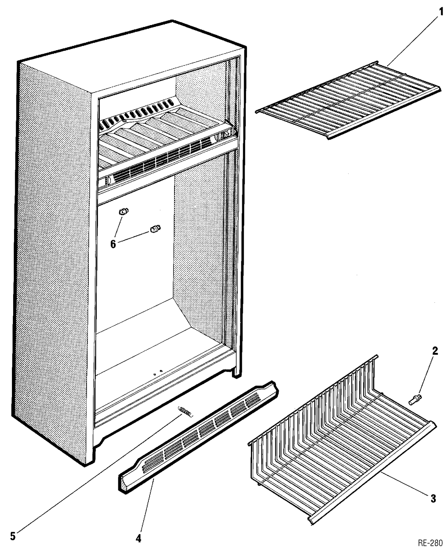CABINET Diagram and Parts List for YRFP1703P-1  General Electric Refrigerator