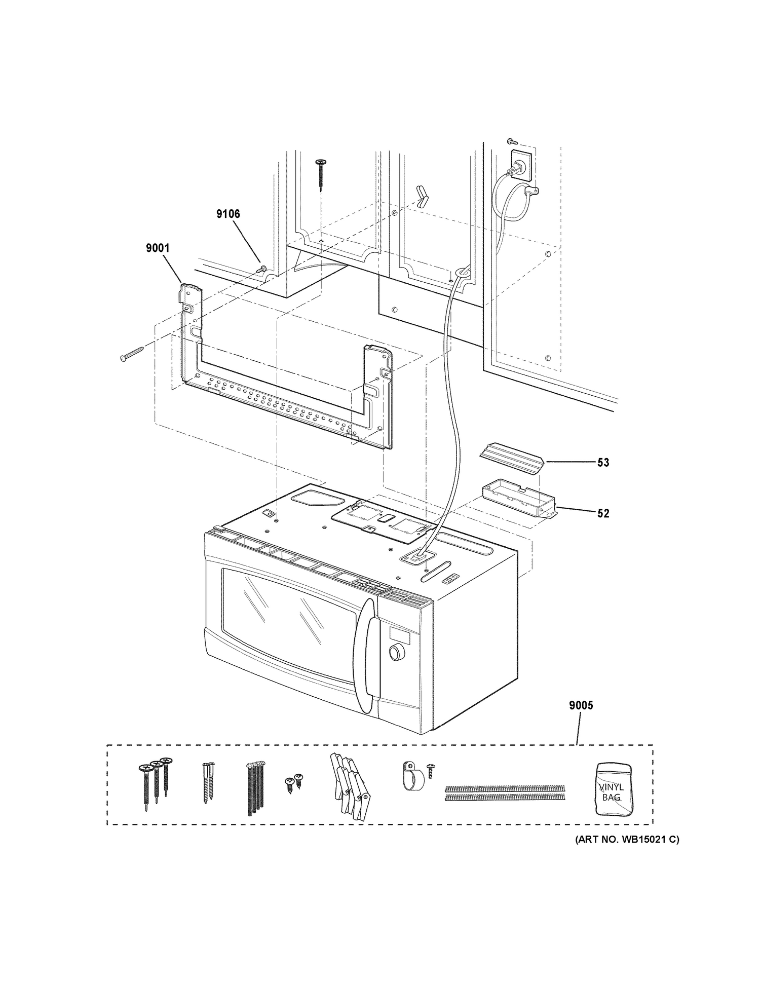 INSTALLATION PARTS Diagram and Parts List for PSA9120SF4SS  General Electric Range