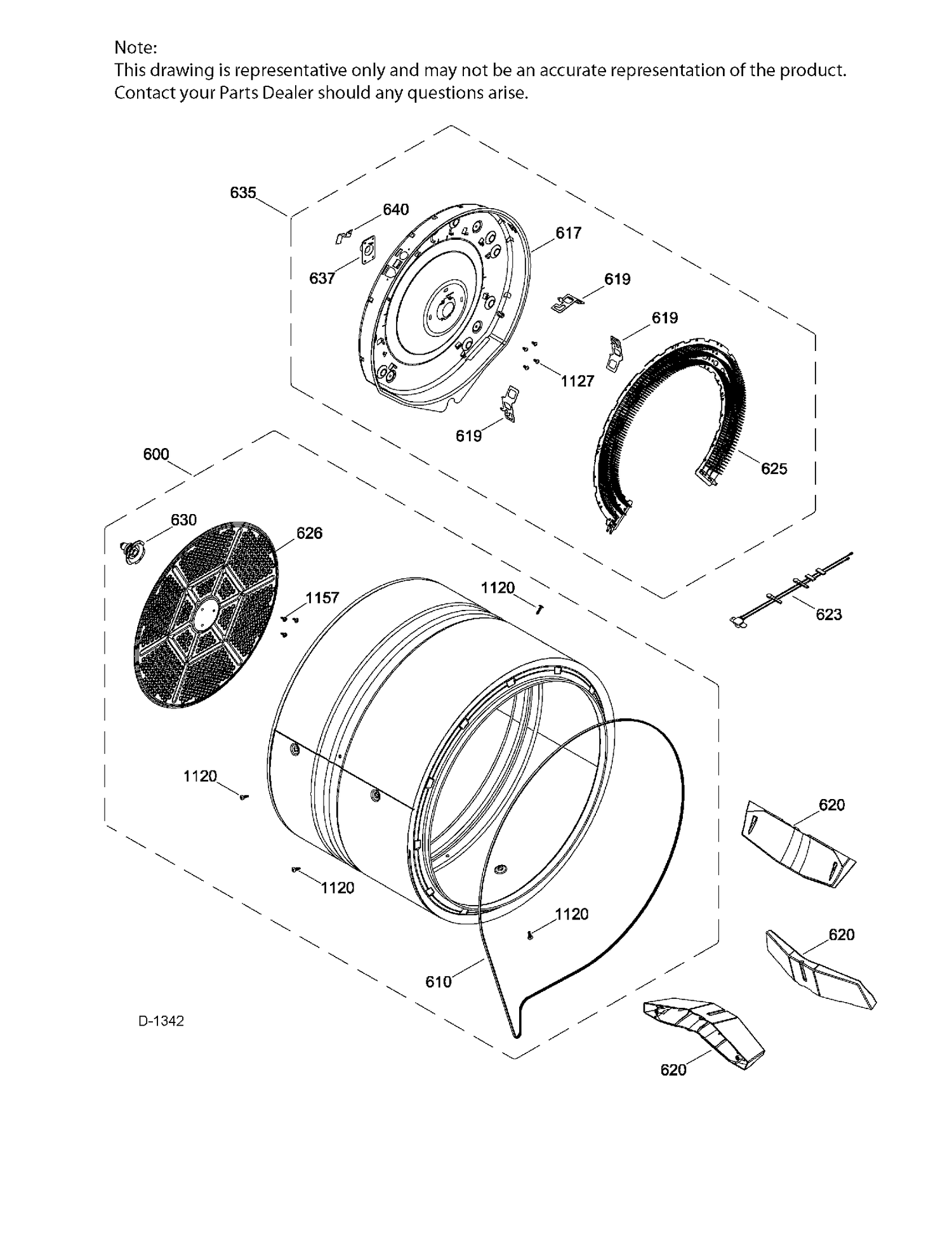DRUM Diagram and Parts List for GCMX180ED4WW  General Electric Dryer