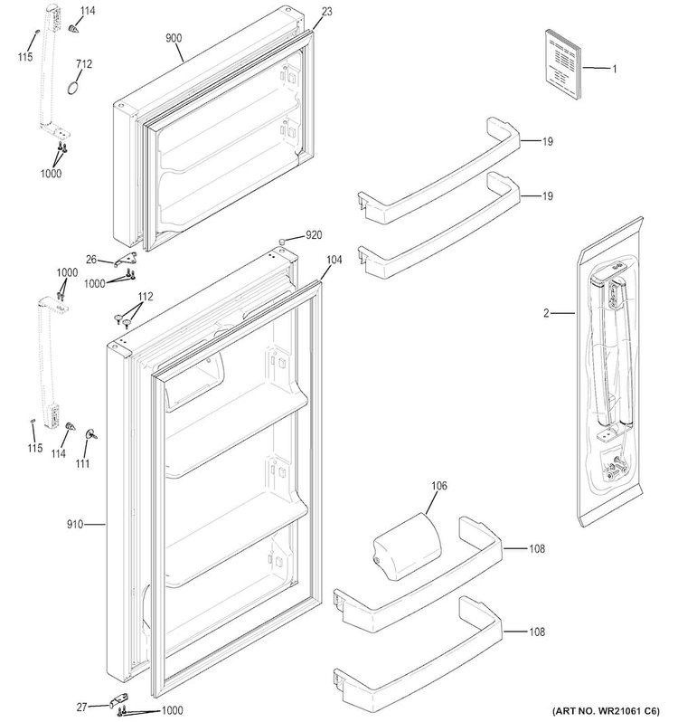 Doors Diagram and Parts List for GIE18ISHERSS  General Electric Refrigerator