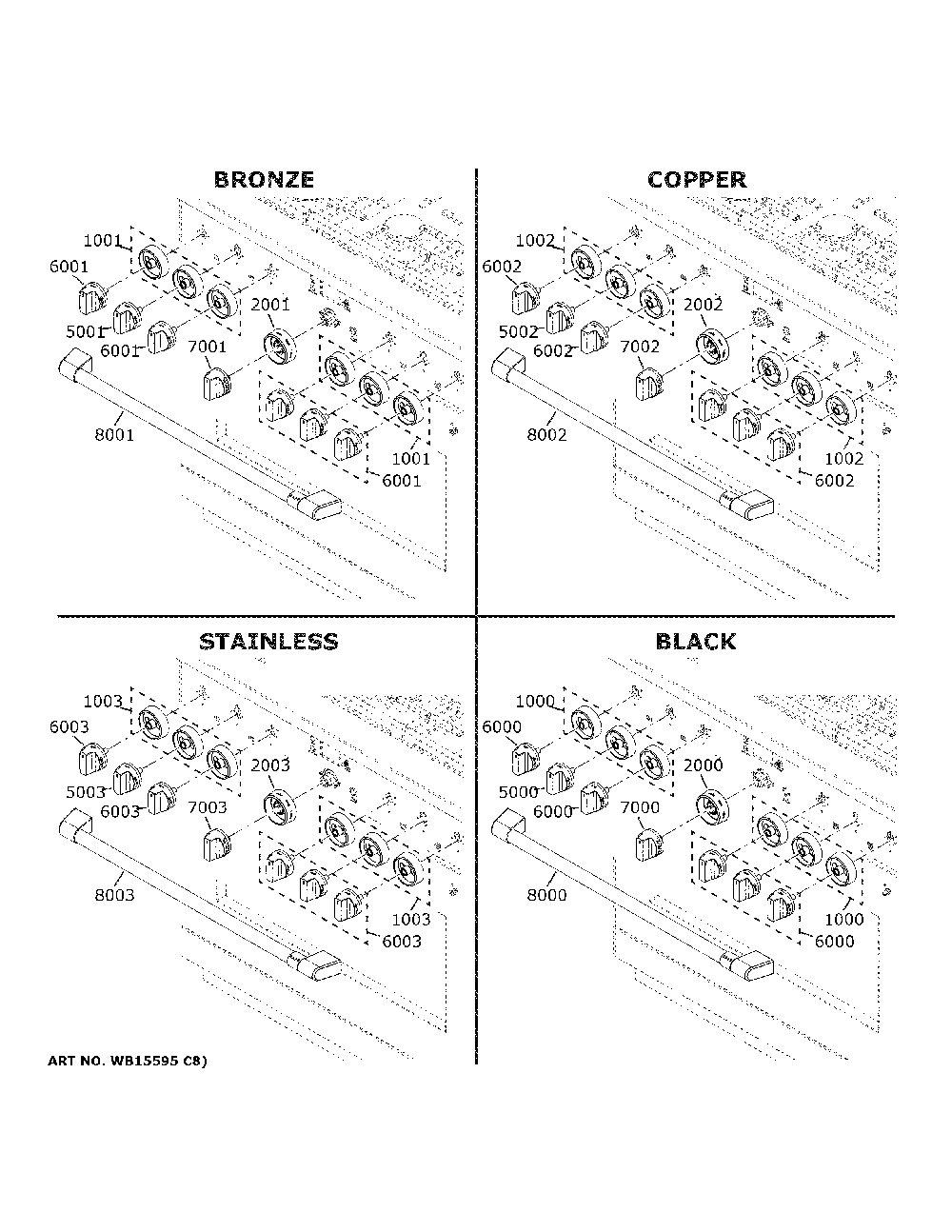 Cafe Customization Diagram and Parts List for CGY366P2T1S1  General Electric Range