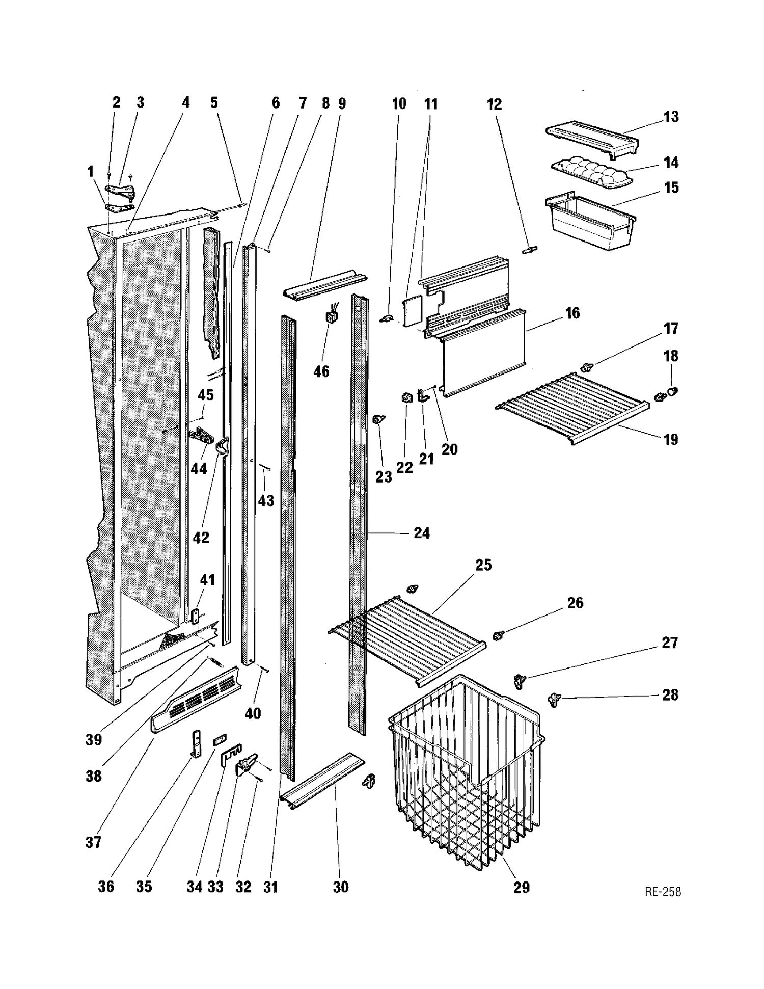 FREEZER SECTION Diagram and Parts List for L19FAM2-1  General Electric Refrigerator
