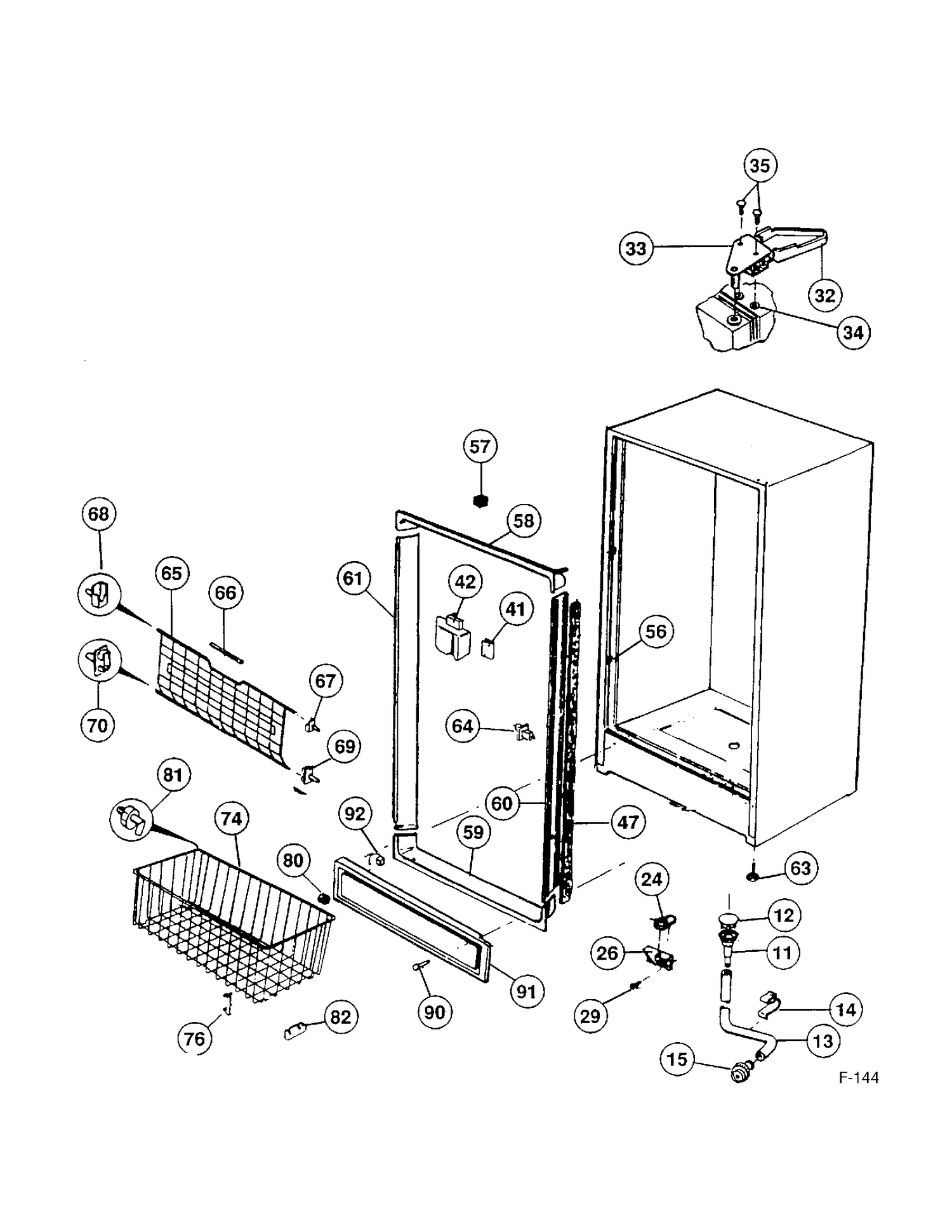 FREEZER Diagram and Parts List for 86140-3  General Electric Freezer
