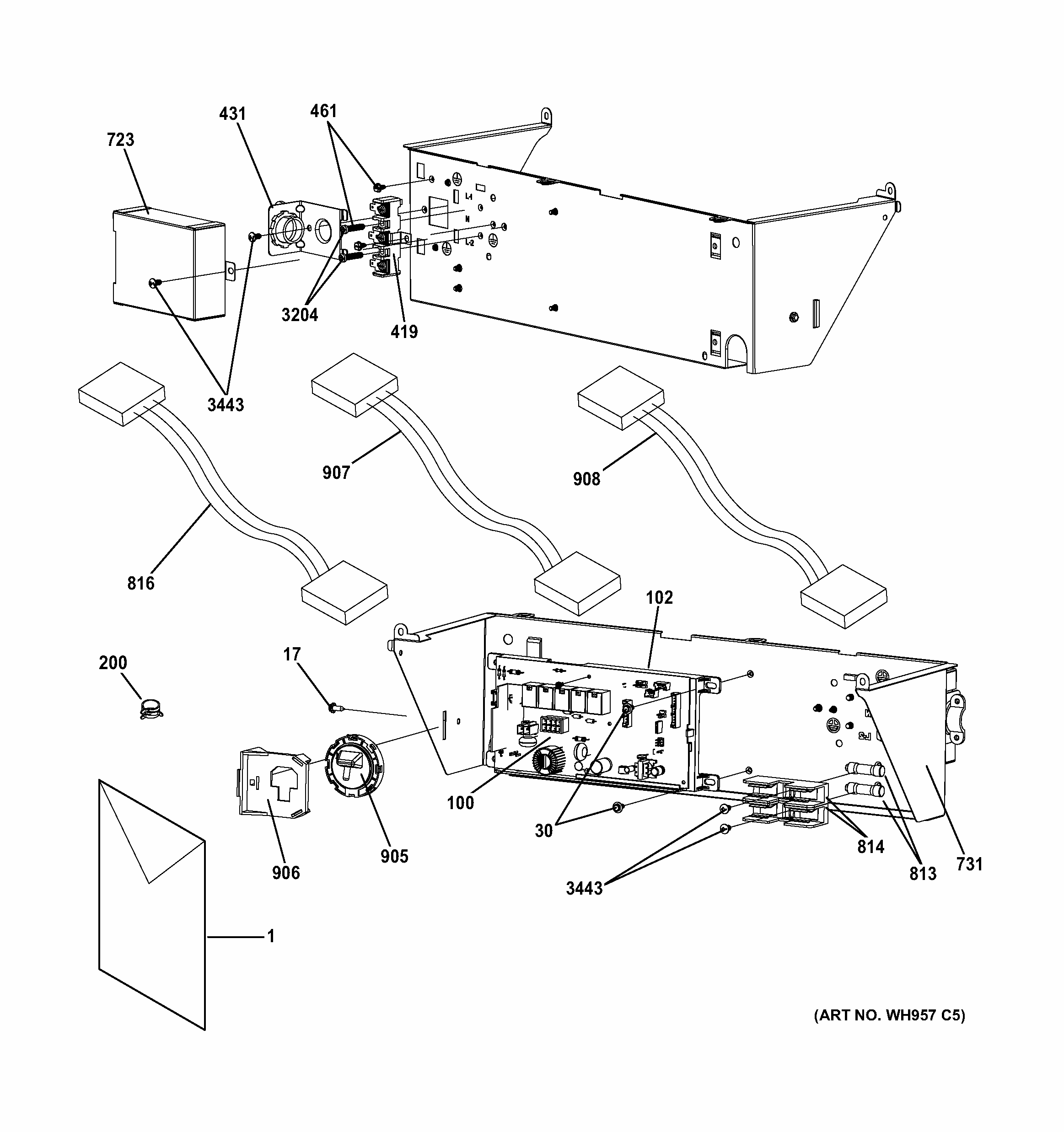 Controls Diagram and Parts List for 2661532110  Kenmore Washer Dryer Combo